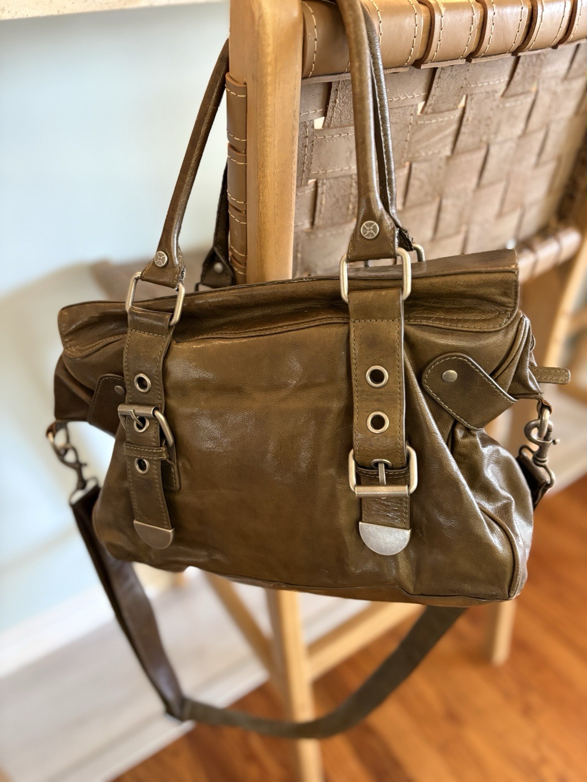 NM 100L Vintage Leather Shoulder Bag Messenger Briefcase Computer Bag Business