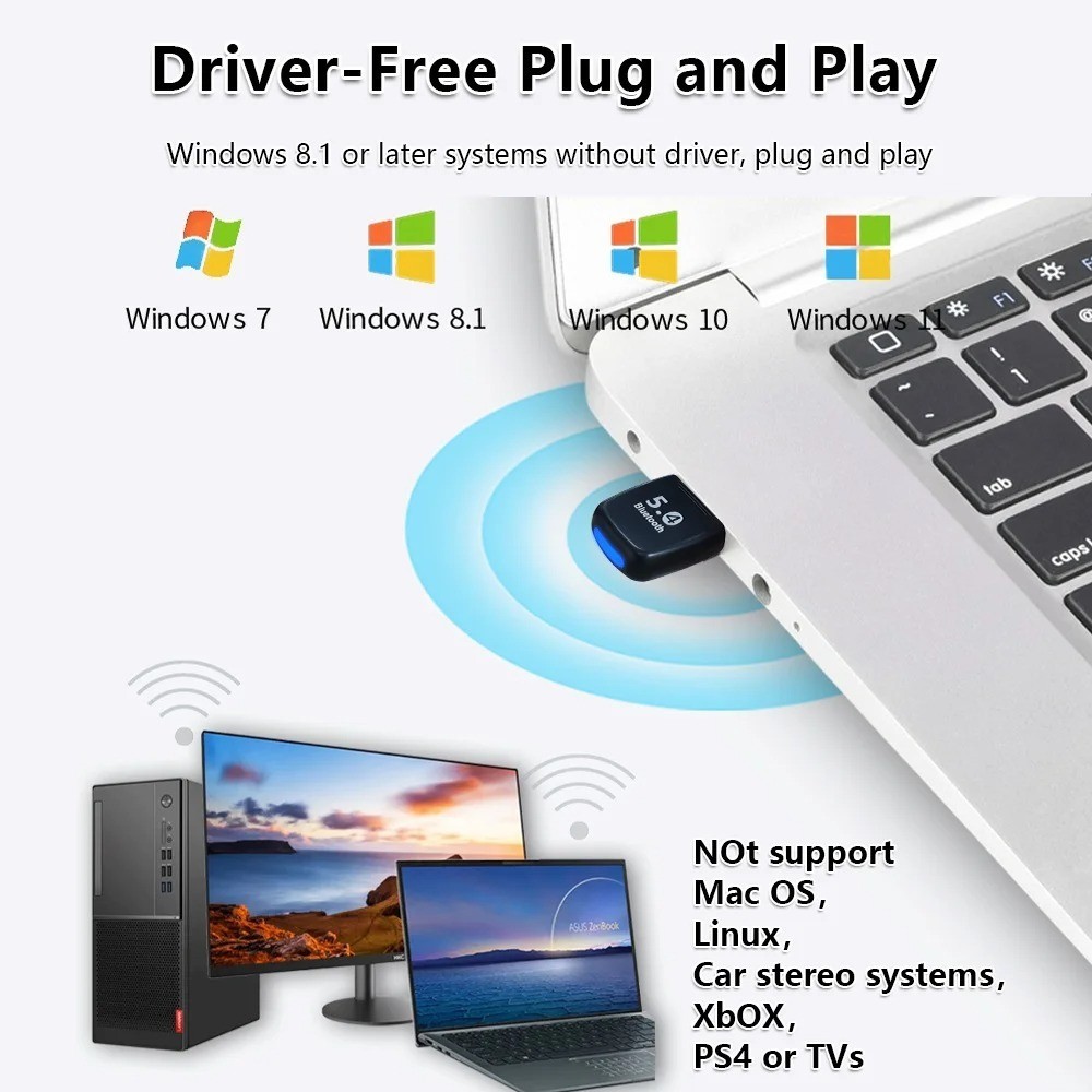USB Dongle Bluetooth Adapter USB Bluetooth 5.4 for PC Dongle Adaptador