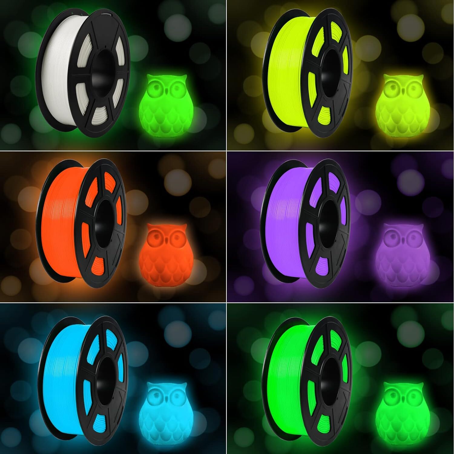 SUNLU PLA Glow in The Dark Filament 1KG,3D Printer Filament PLA 1.75mm +/-0.02mm
