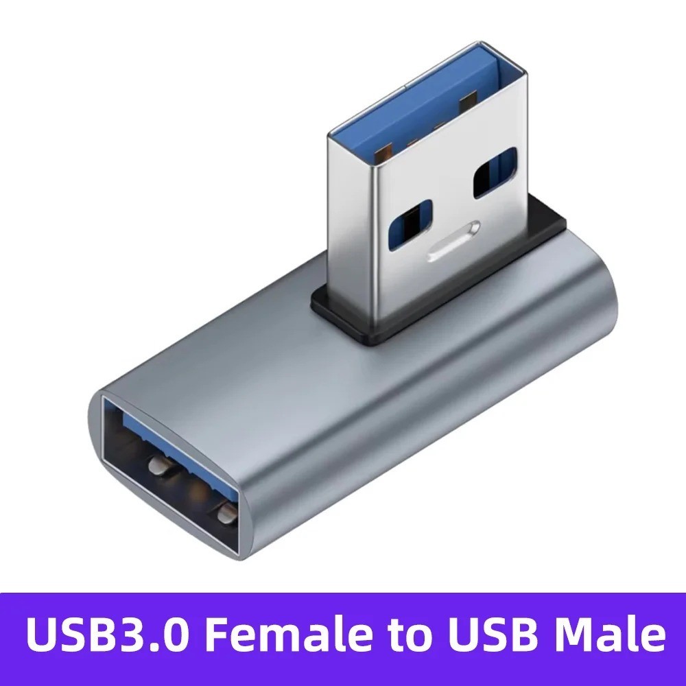 90 Degree Left Right Angled USB 3.0 A Male To Female Adapter Connector For PC *