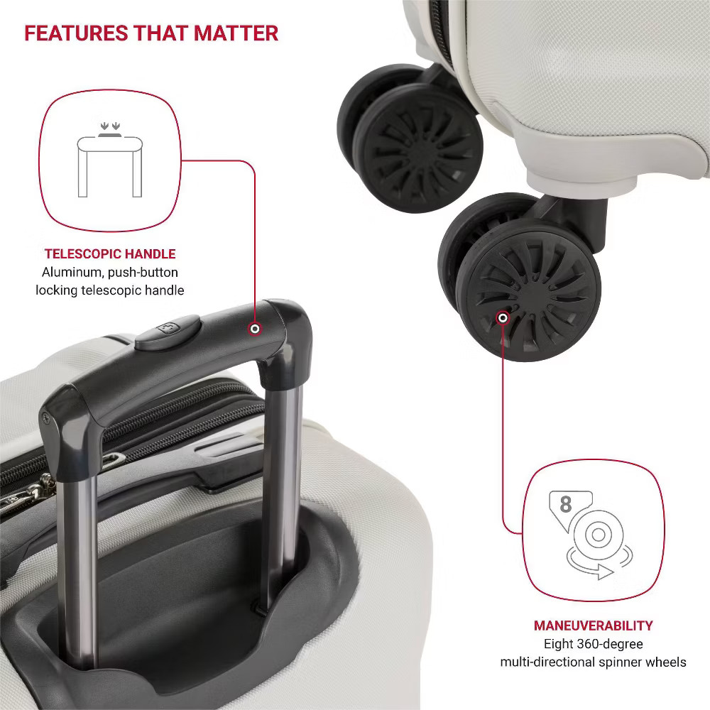 SWISSGEAR Cascade Hardside Carry On Spinner Suitcase – Sustained Gray: