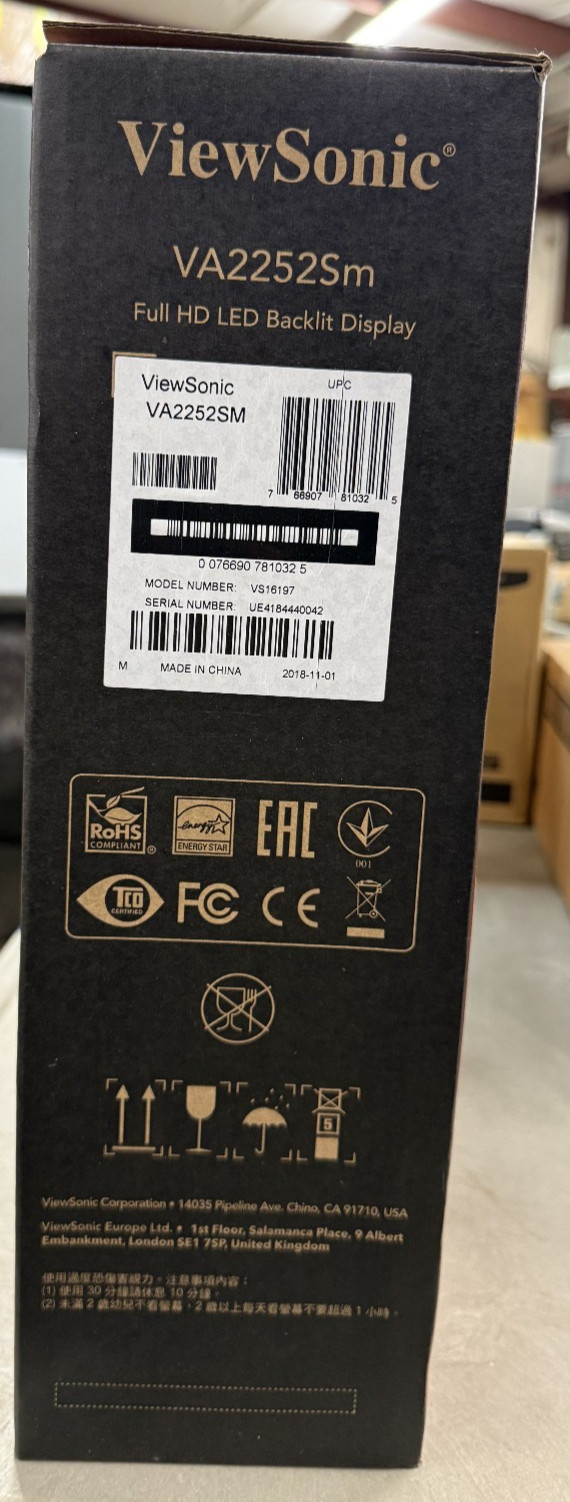 ViewSonic VA2252SM 22″ Full HD 1080p LED-backlit LCD Monitor New In Box
