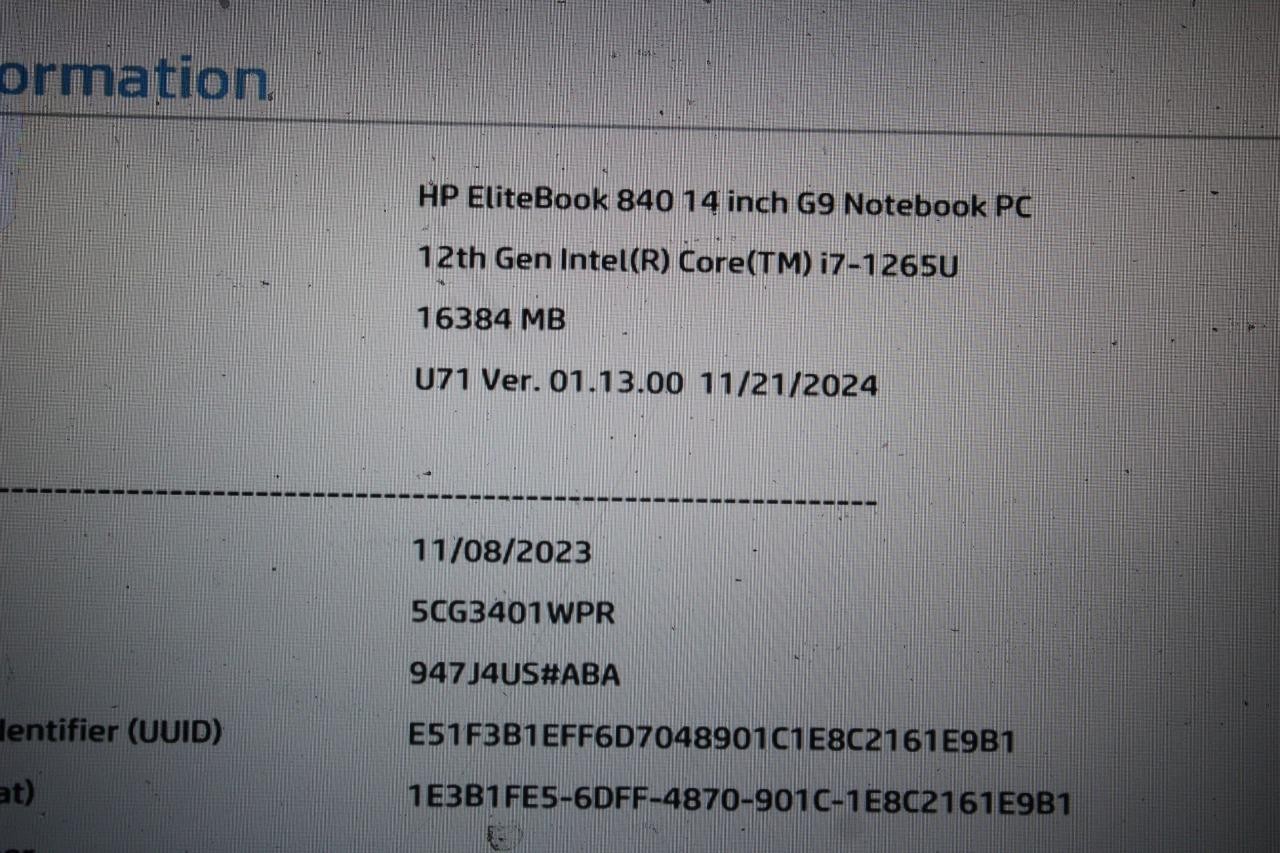 T427 ~ HP EliteBook 840 G9 14″ Notebook i7-1265U 1.8GHz MOTHERBOARD N22975-601