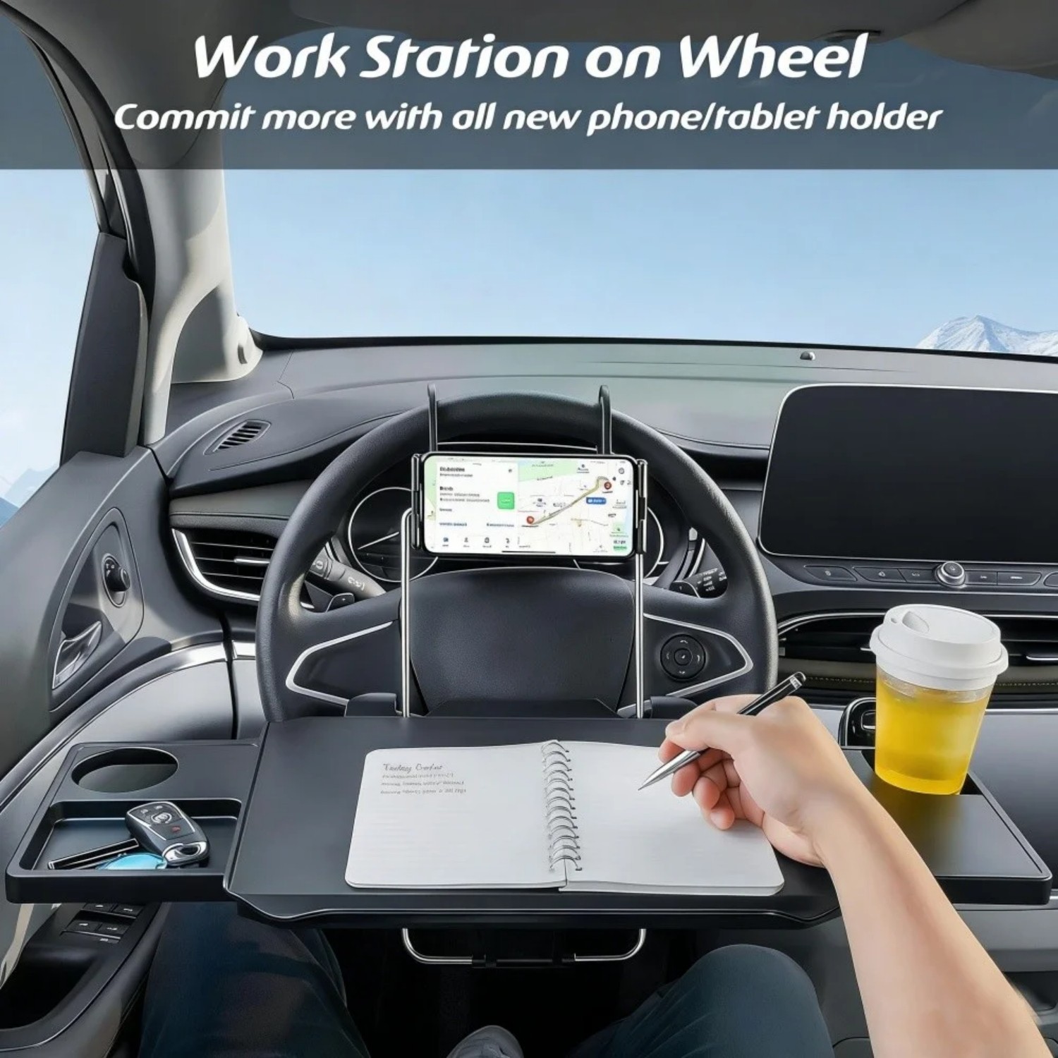 Upgraded Car Steering Wheel Tray Back Seat Table Car Desk for Laptop Adjustable
