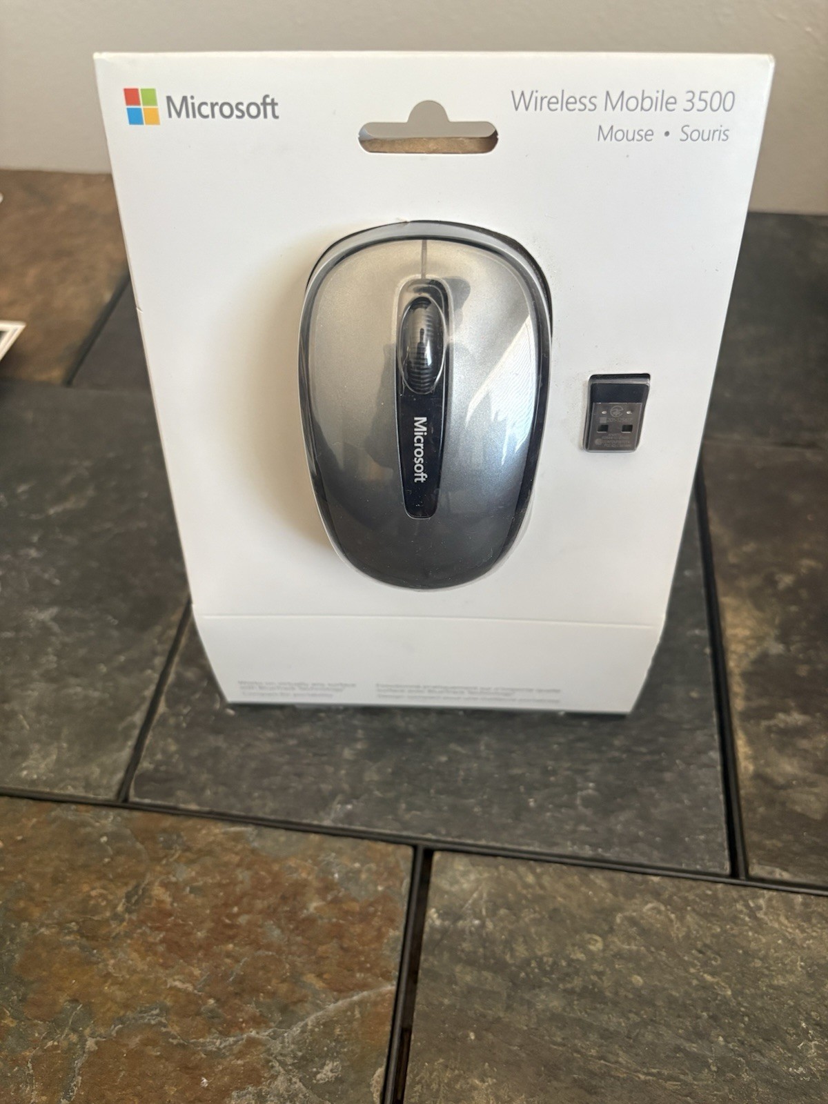 Used Microsoft Wireless Mobile 3500 BlueTrack Mouse & USB Receiver 1000 DPI Gray