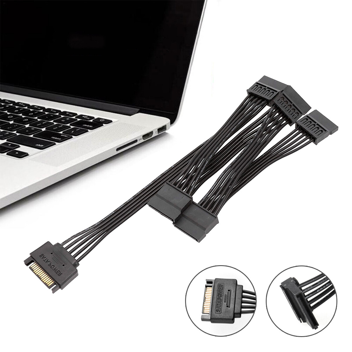 15 Pin 1 Male To 8 Female SATA Computer Hard Drive Splitter Adapter Power Cable