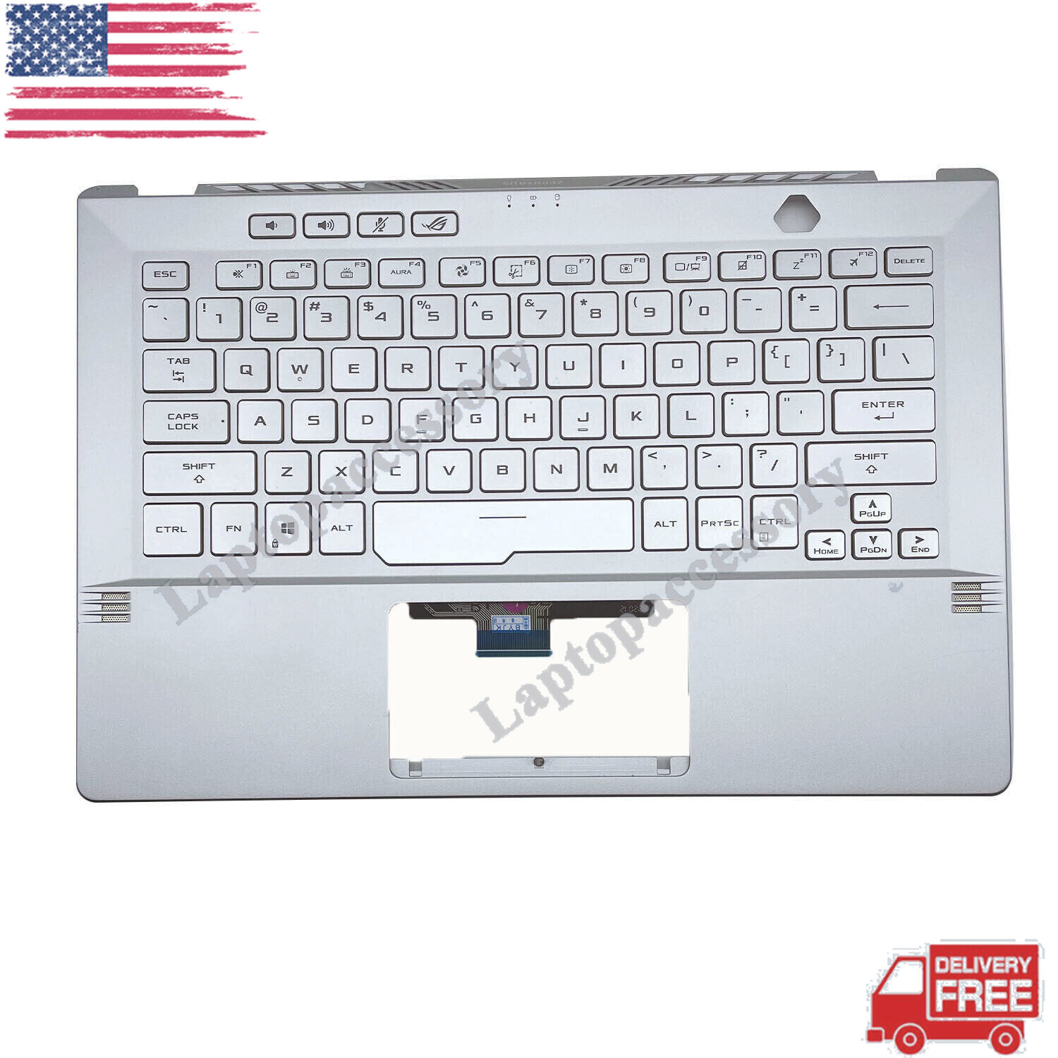 14″ Palmrest W/ Backlit Keyboard Silver For Asus GA401Q GA401 GA401I GA401U USA