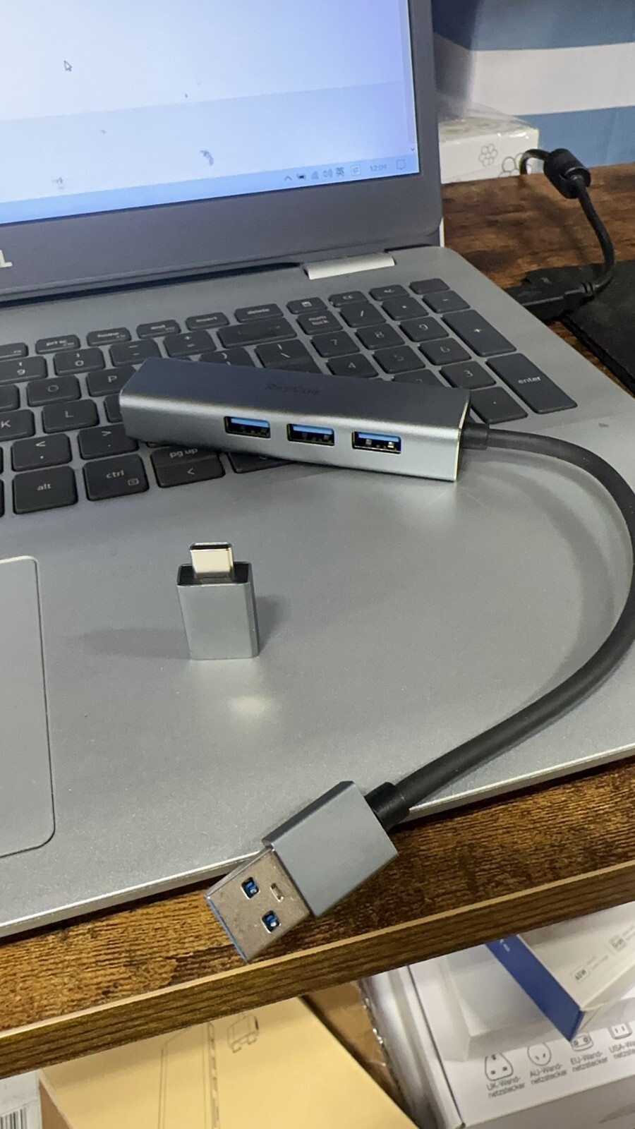 USB 3.0 Hub Ethernet Adapter, Portable 4 in 1 Multiport Hub MacBook Surface XPS