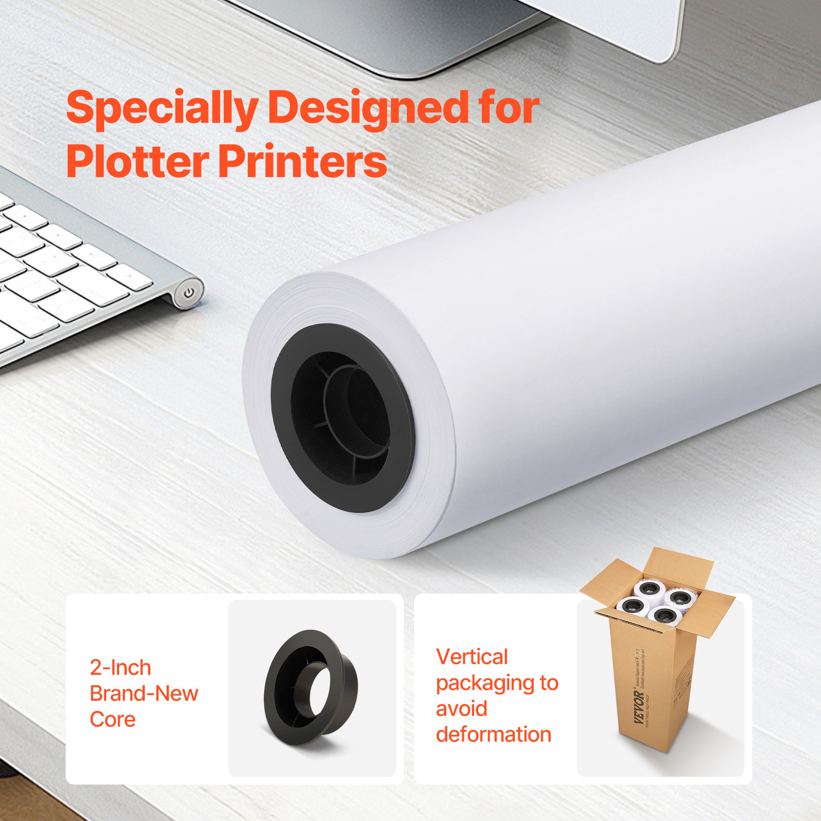 Wide Format Paper Plotter Paper 24″x150’/ 36″ x 150′ CAD Bond For Inkjet Printer