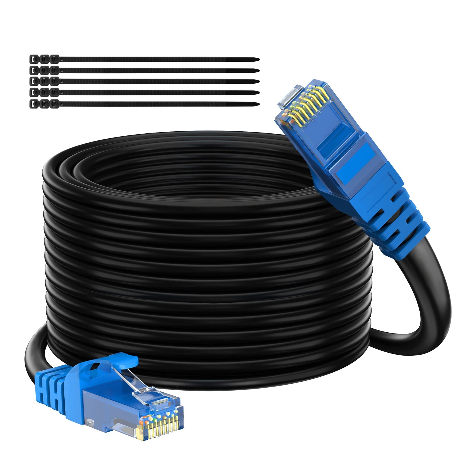Adoreen Cat 6 Outdoor Ethernet Cable 250 Ft Black, High Speed Heavy Duty Long…