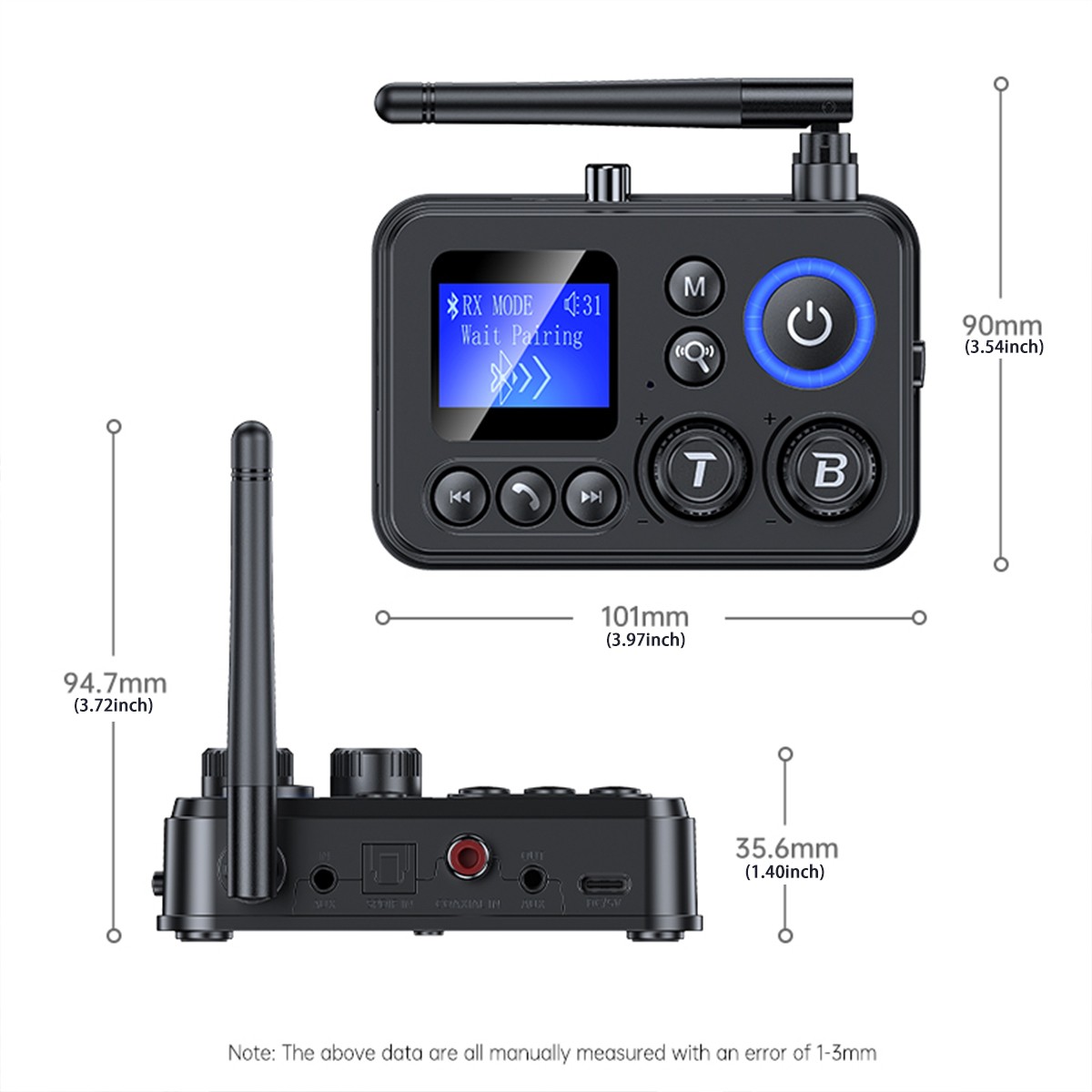 Bluetooth 5.3 Transmitter Receiver 3.5mm AUX RCA TV Home Stereo Audio Adapter-