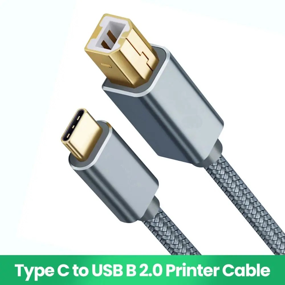 USA USB-C to USB-B 2.0 Cable For Nylon Epson HP Canon Brother Printer Scanner
