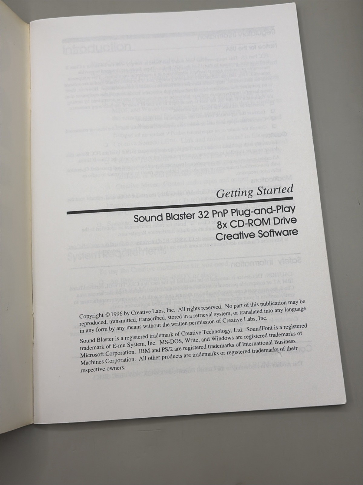 Vintage 1996 Creative Labs Sound Blaster 32 Sound Card USER MANUAL (S) ONLY