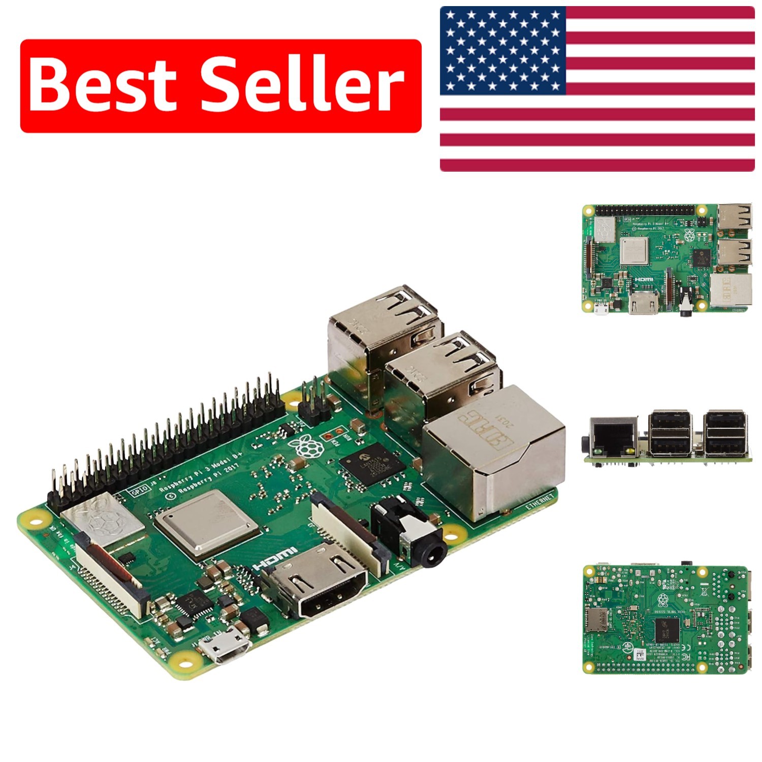 Raspberry Pi 3 B+ with 1GB RAM – Ideal for IoT Projects & Connectivity Options