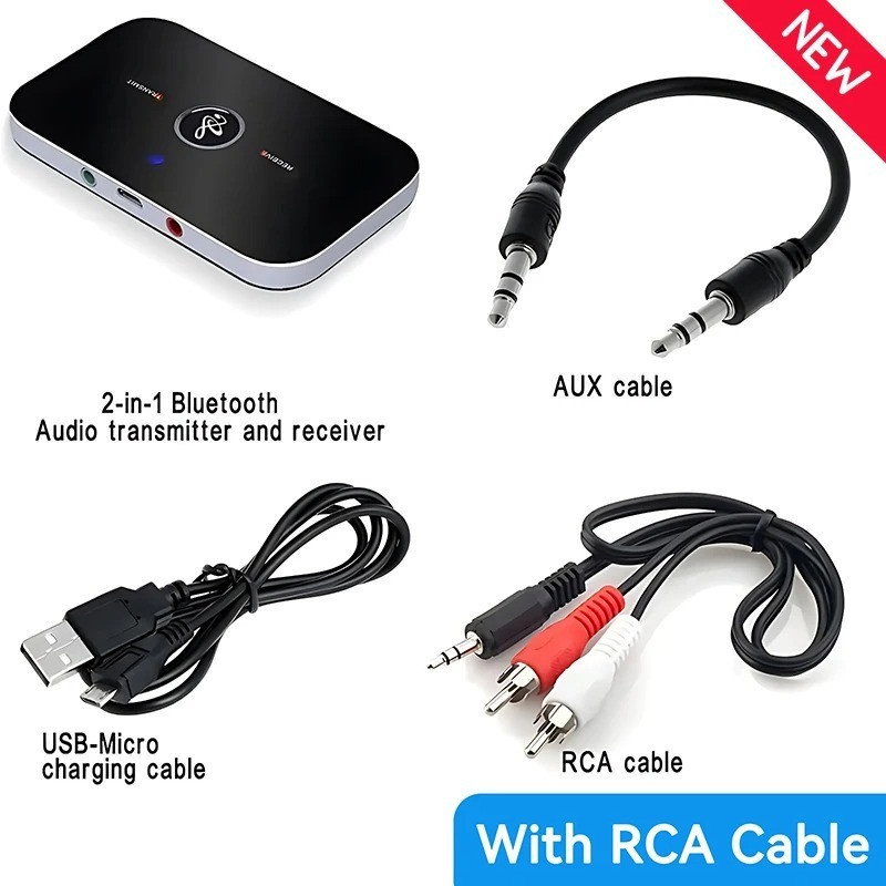 Bluetooth 5.0 Transmitter Receiver 2 IN 1 Wireless Audio 3.5mm Jack Aux Adapter