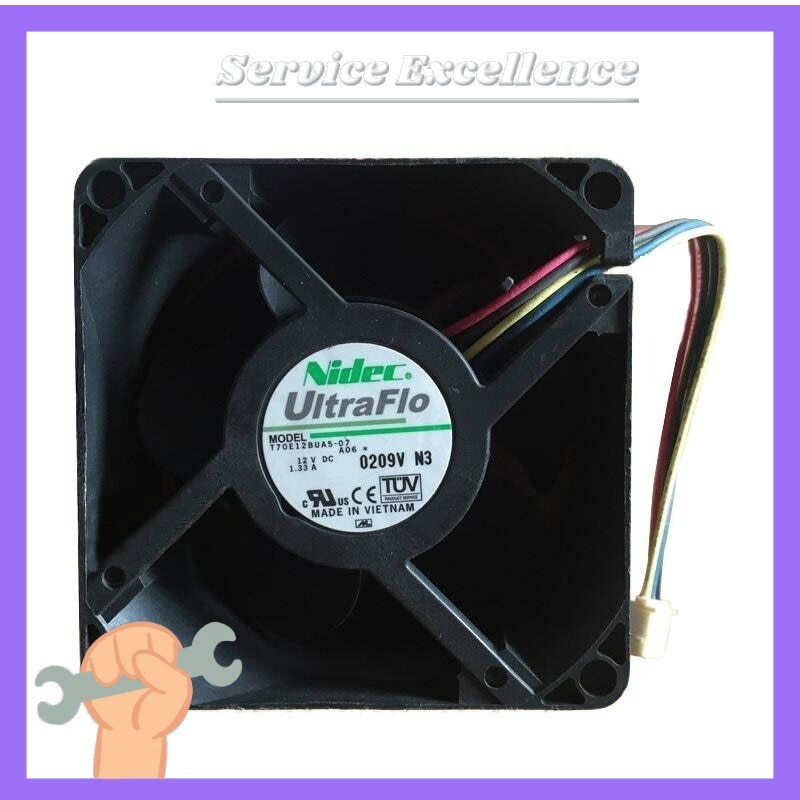 T70E12BUA5-07 Original Nidec DC 12V 1.33A 7038 7CM 70x70x38mm server cooling fan