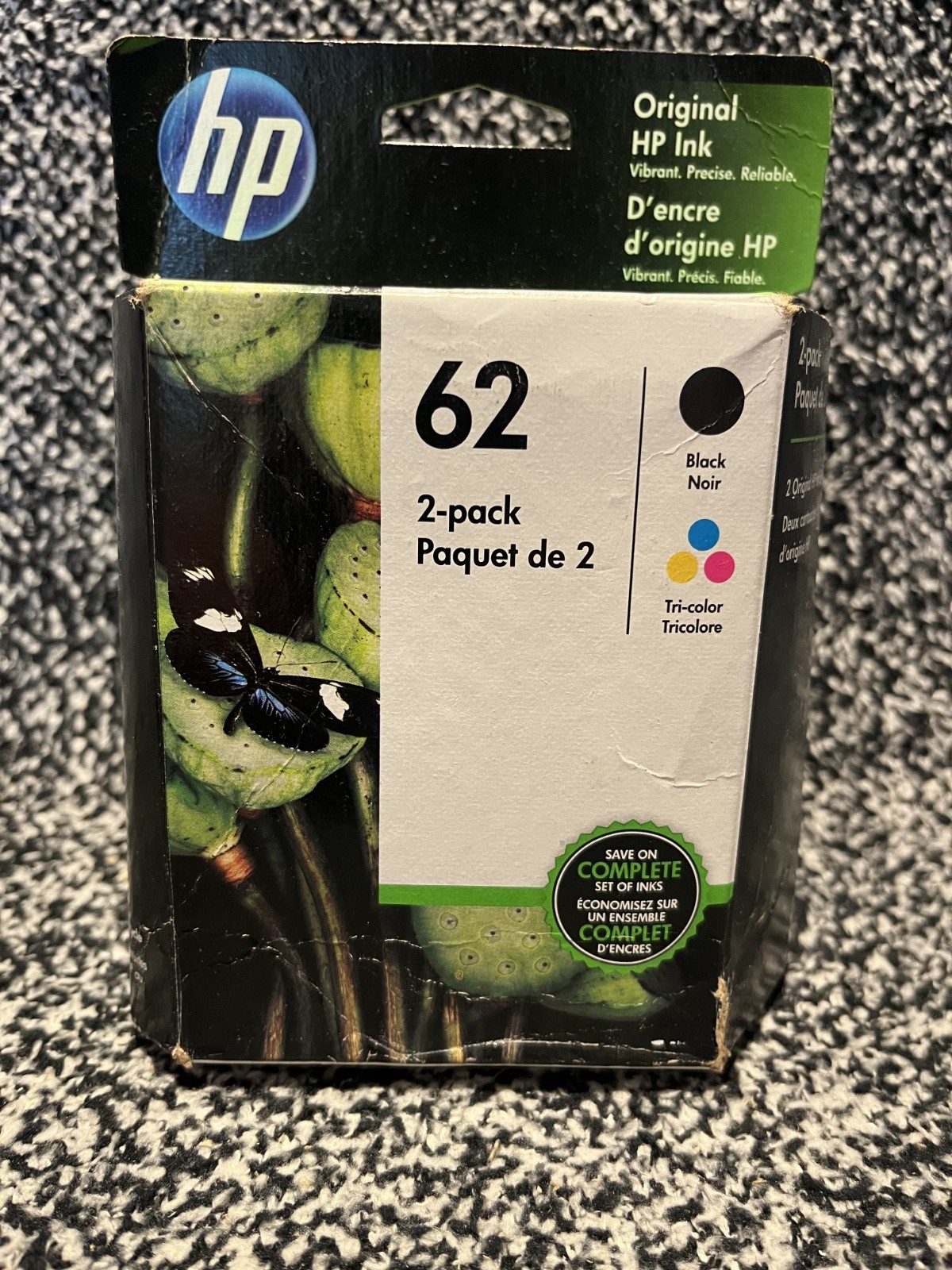 Genuine HP 62 Black & Tri-Color (N9H64FN) Ink Cartridges – 2 Pack November 2023