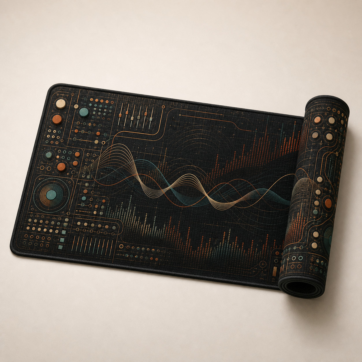 Analog Synth Waveforms Gaming Mouse Pad Desk Mat 36×18
