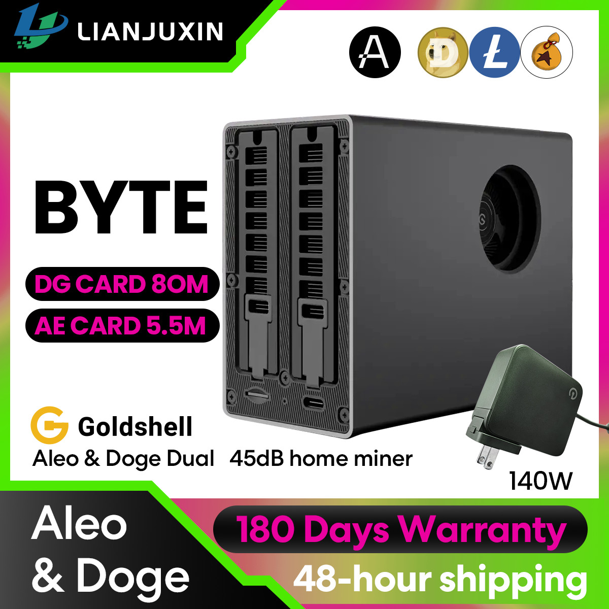 Miner 65Mh/s 45 W home miner In Stock Goldshell BYTE