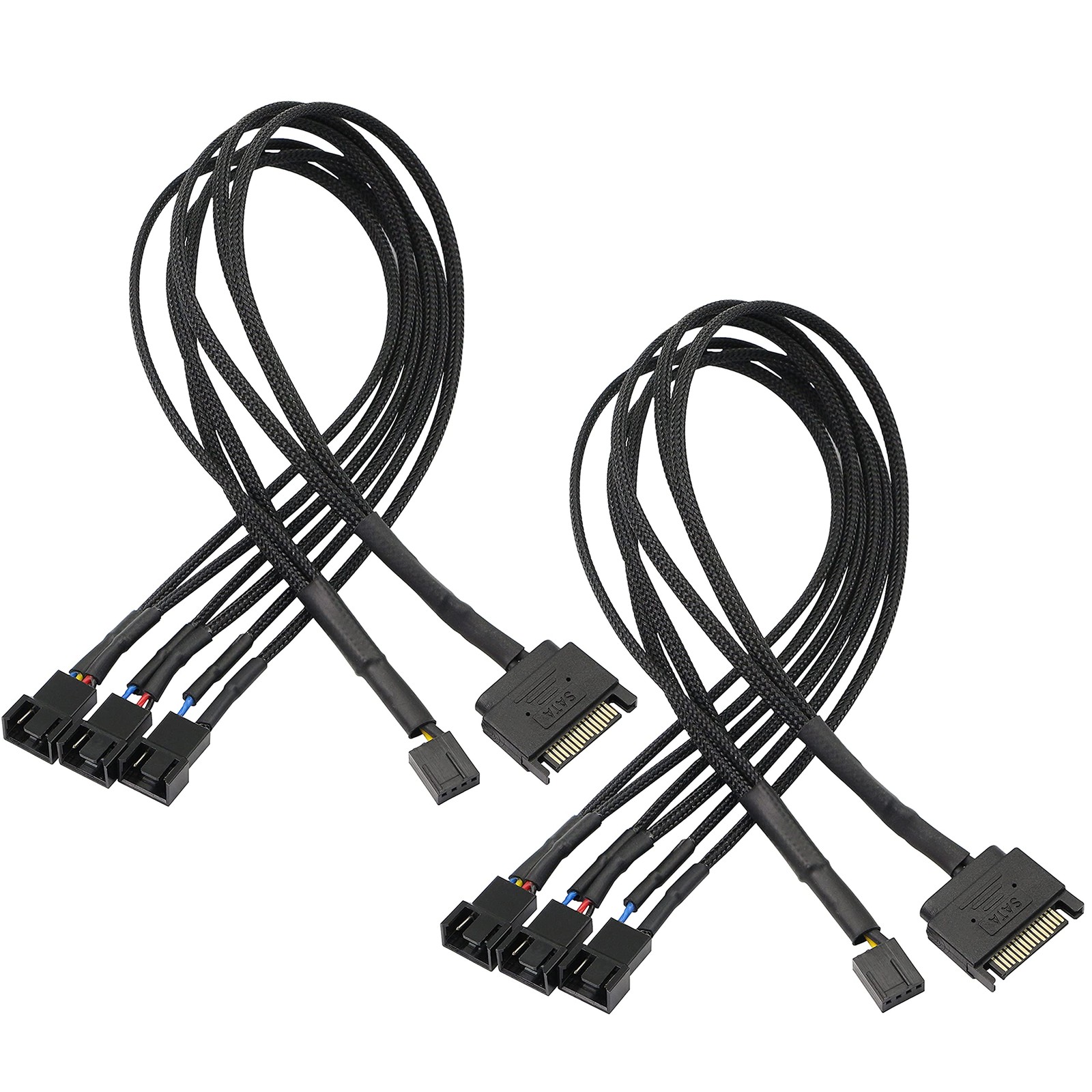XMSJSIY SATA to 3 Pin 4 PWM Fan Adapter Splitter Hub for 12V Black