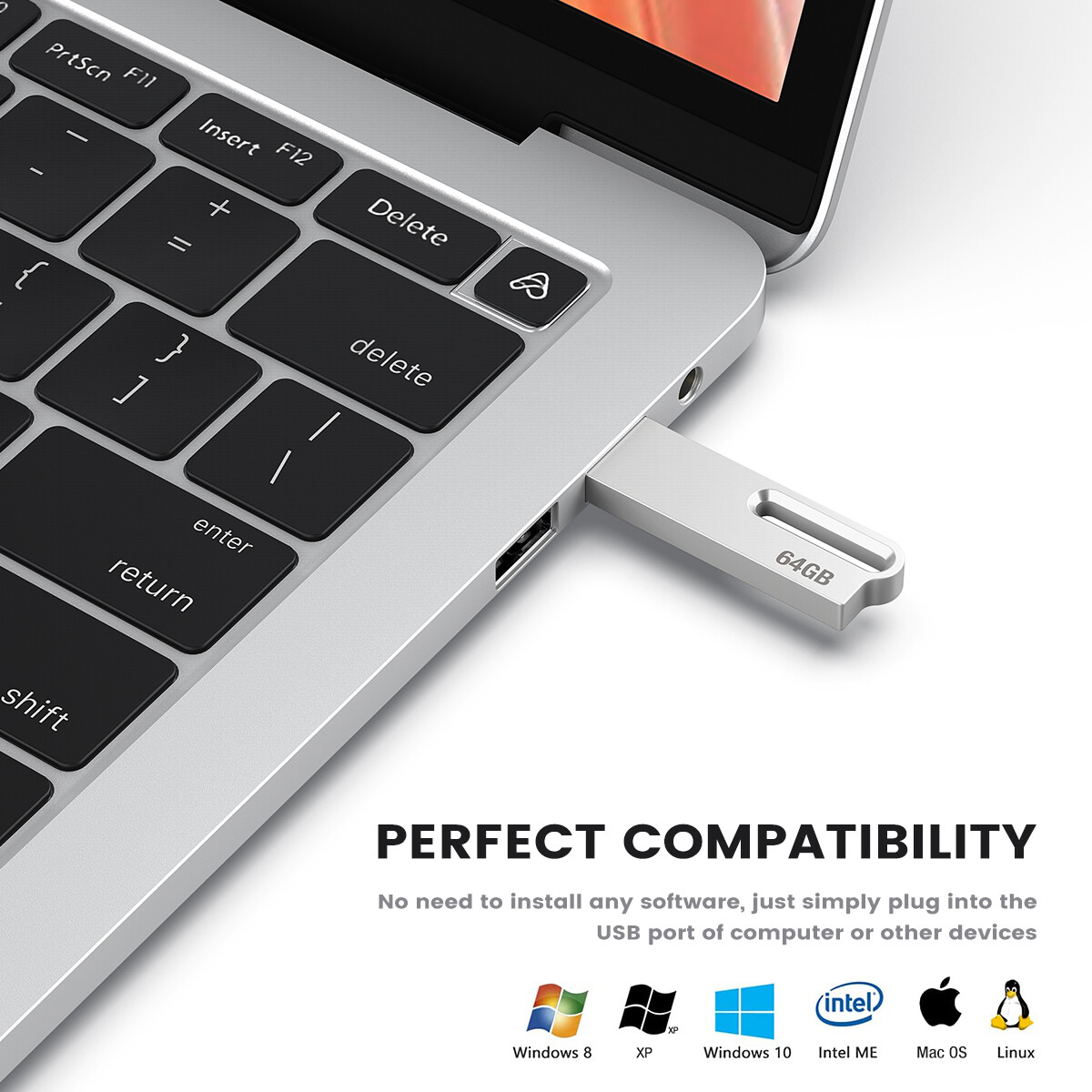 1/5/10PCS USB 2.0 32GB 64GB Metal USB Flash Drive Memory Stick For PC Laptop Lot