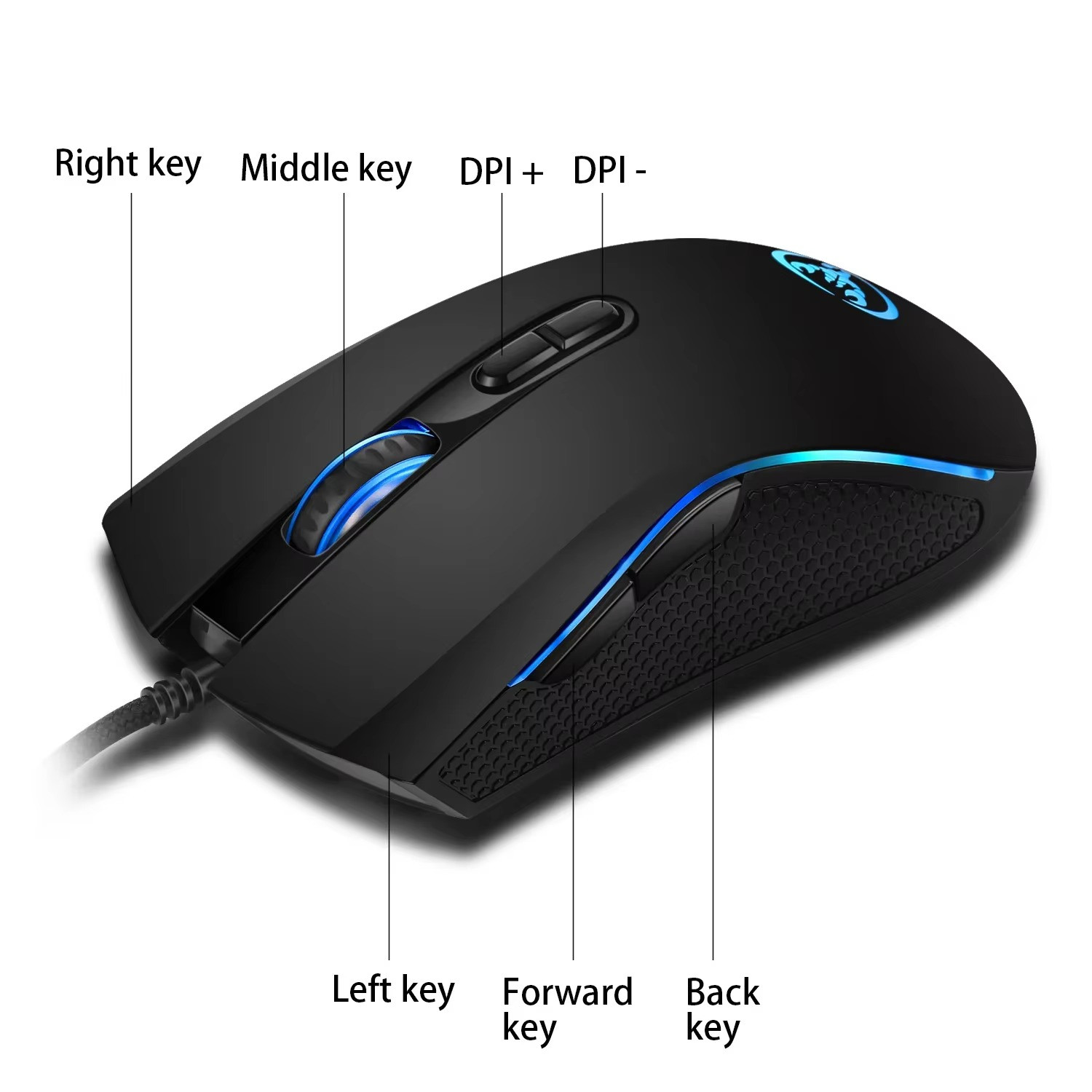 RGB Gaming Mouse 3200 DPI Ergonomic Optical Wired 7 Button LED for PC Gamer