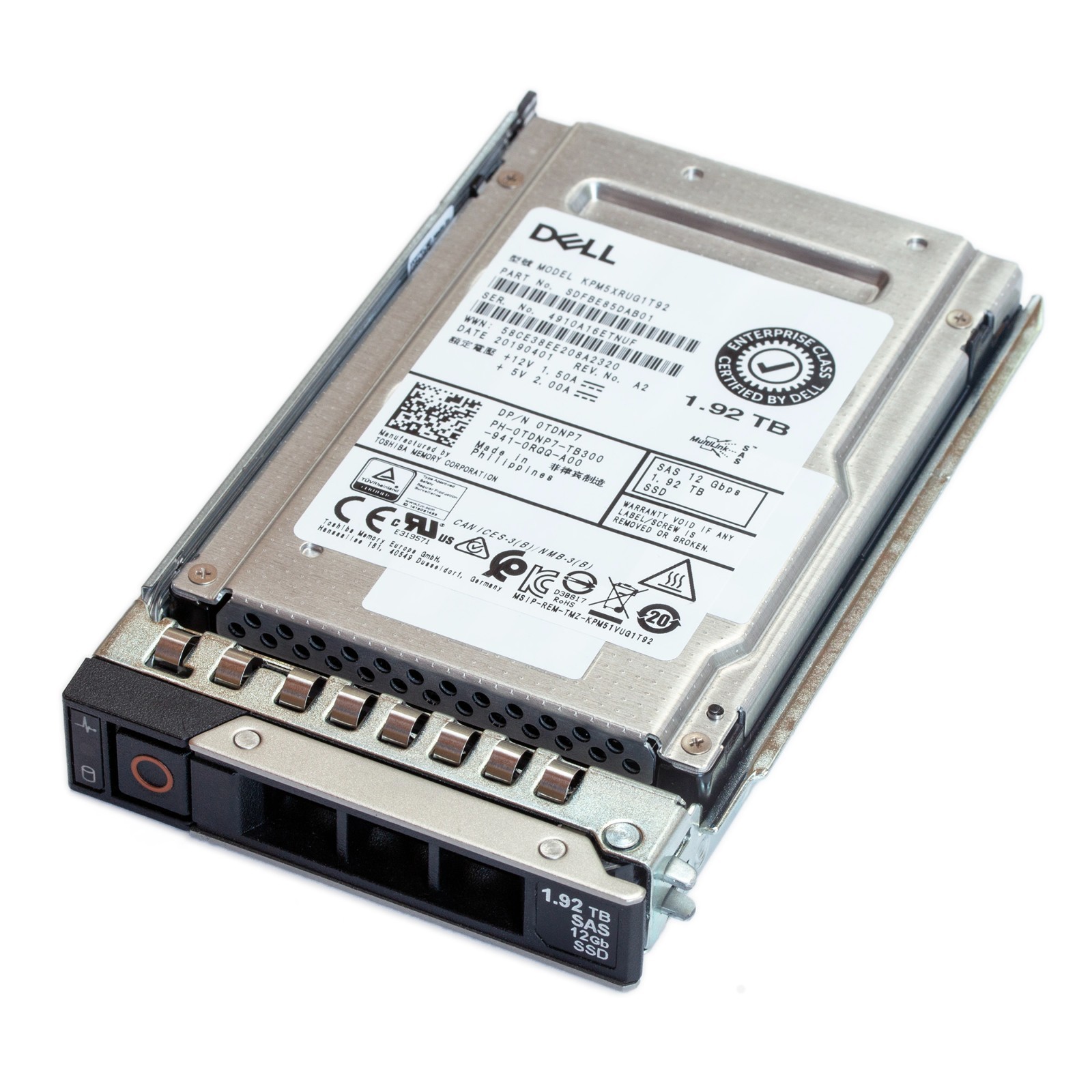 100% Dell 14/15/16G KPM5XRUG1T92 1.92TB 2.5-inch Enterprise SAS 12Gbps SSD TDNP7