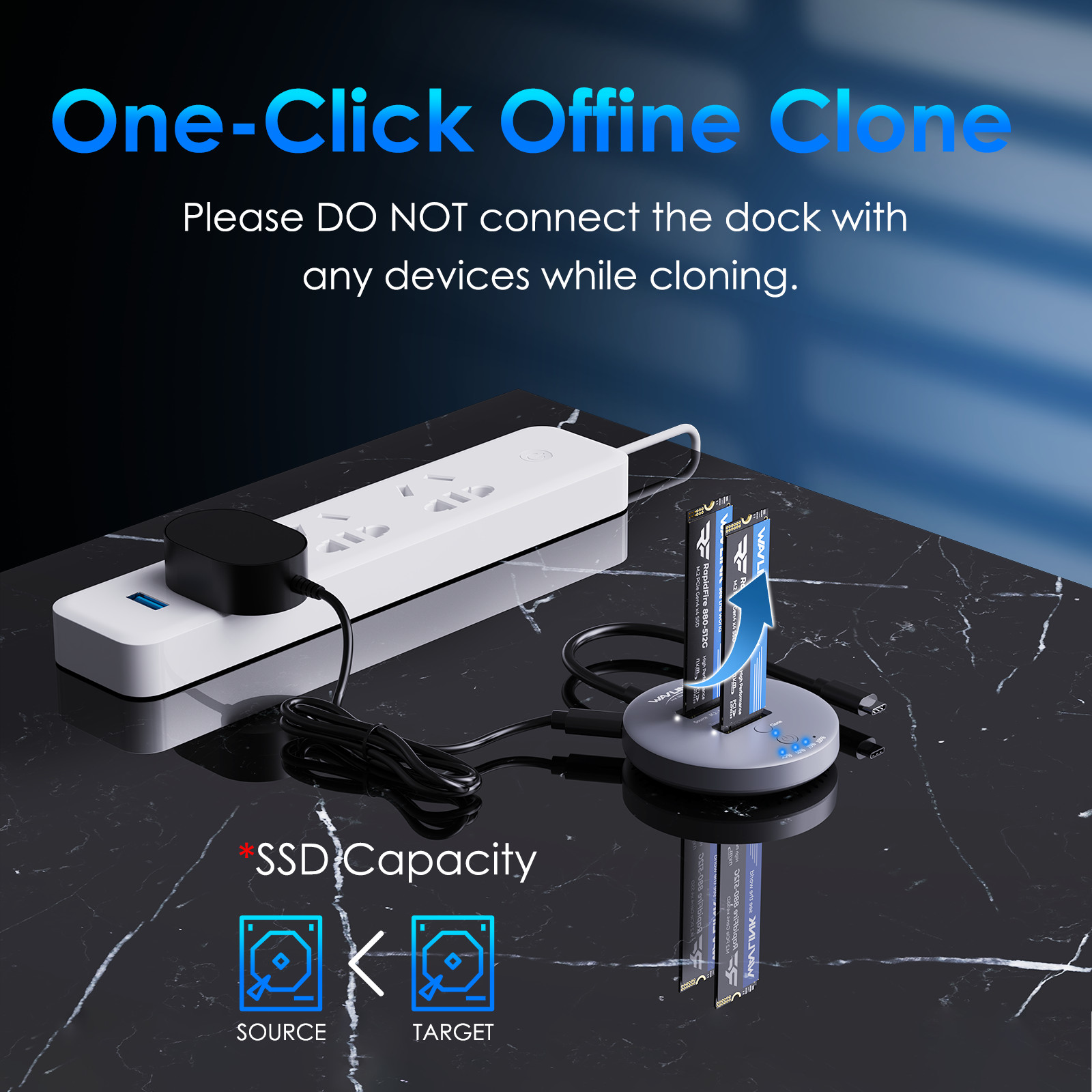 2-Bay Hard Drive Enclosure M.2 SSD Duplicator with Offline-Clone up to 2x 16TB