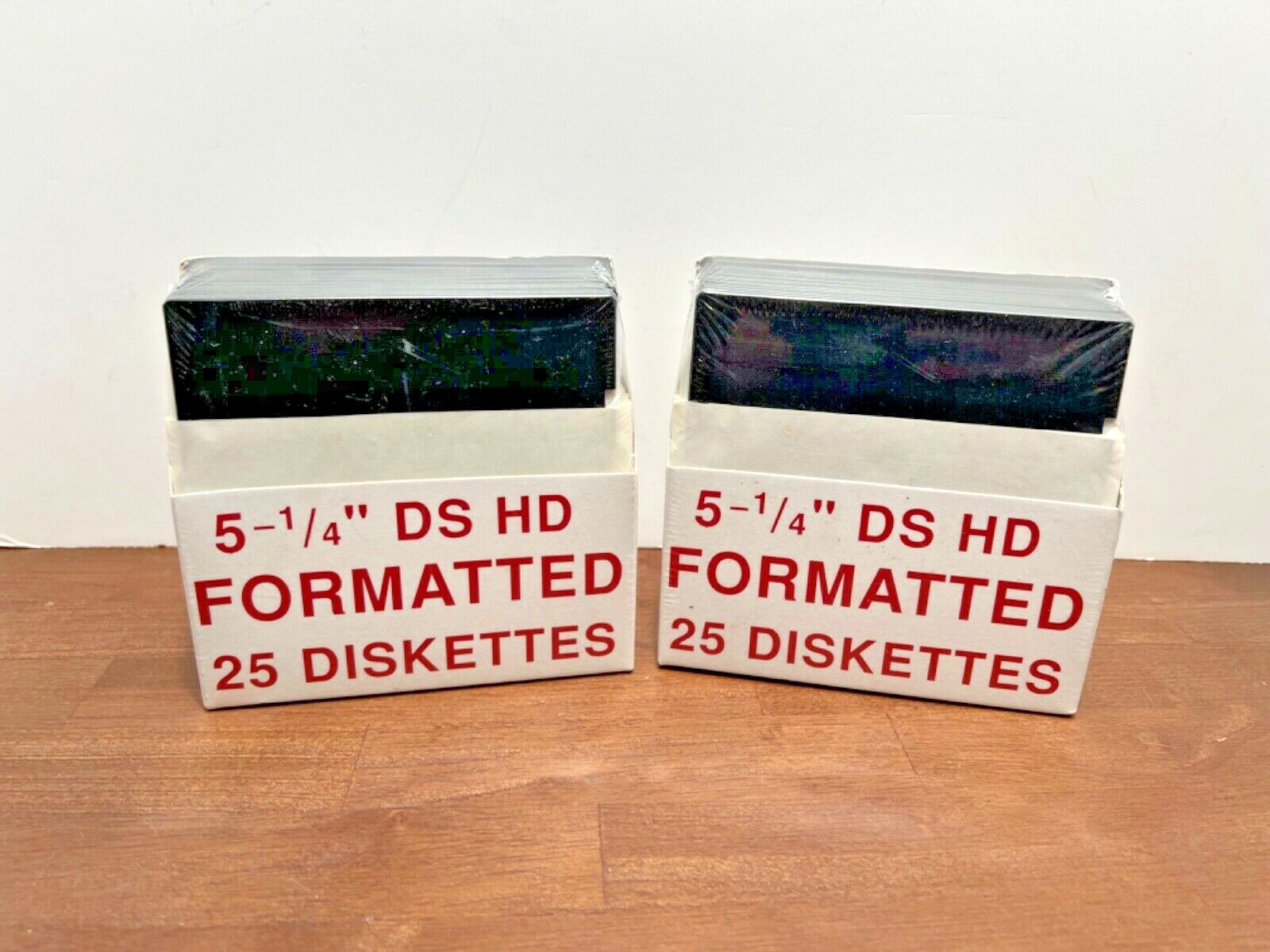 2 NOS packs of 25 Count 5 1/4″ DS HD Formatted Computer Diskettes New Sealed