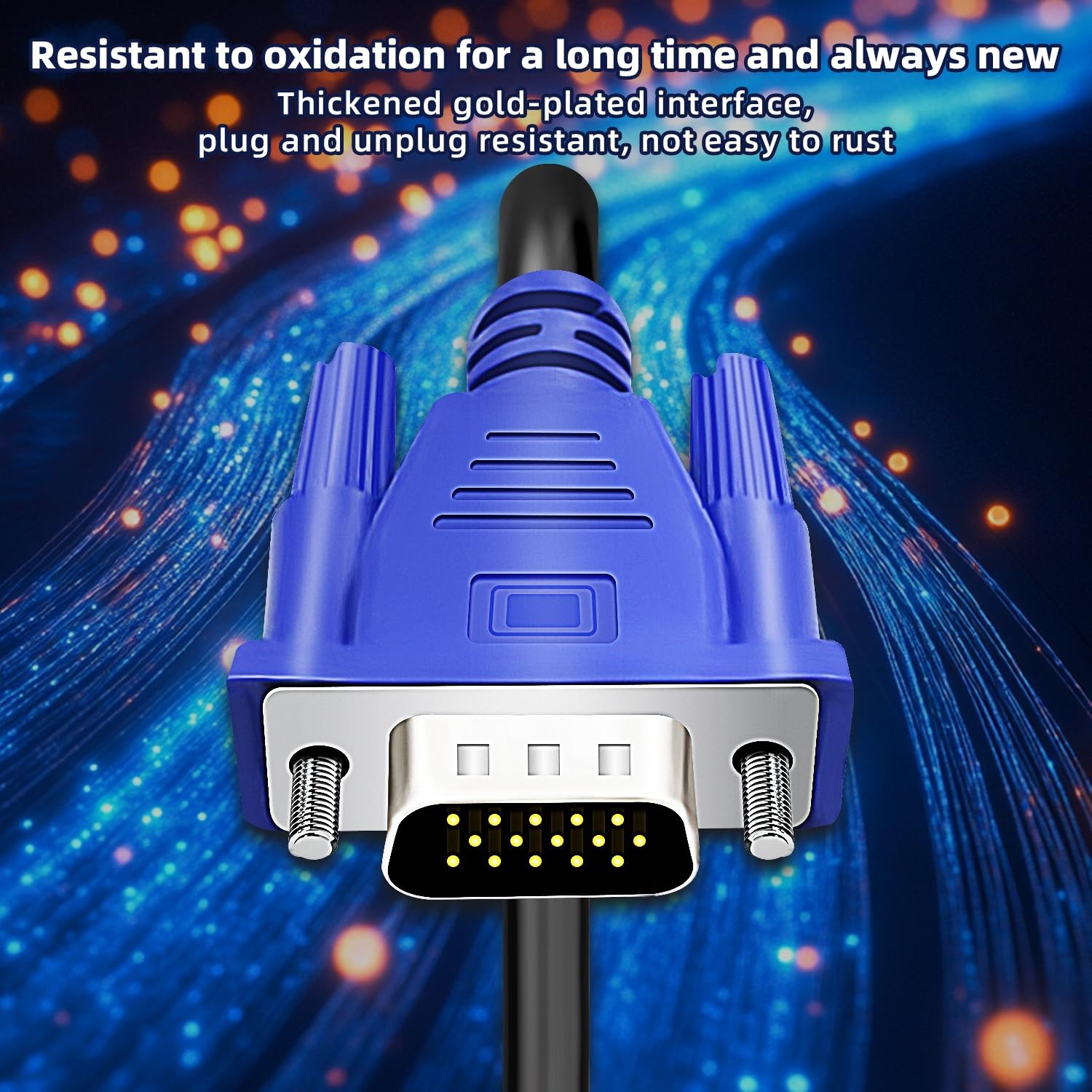 4 PCS 5FT HD15 VGA Male To Male Cable For TV Computer Monitor Blue Plug