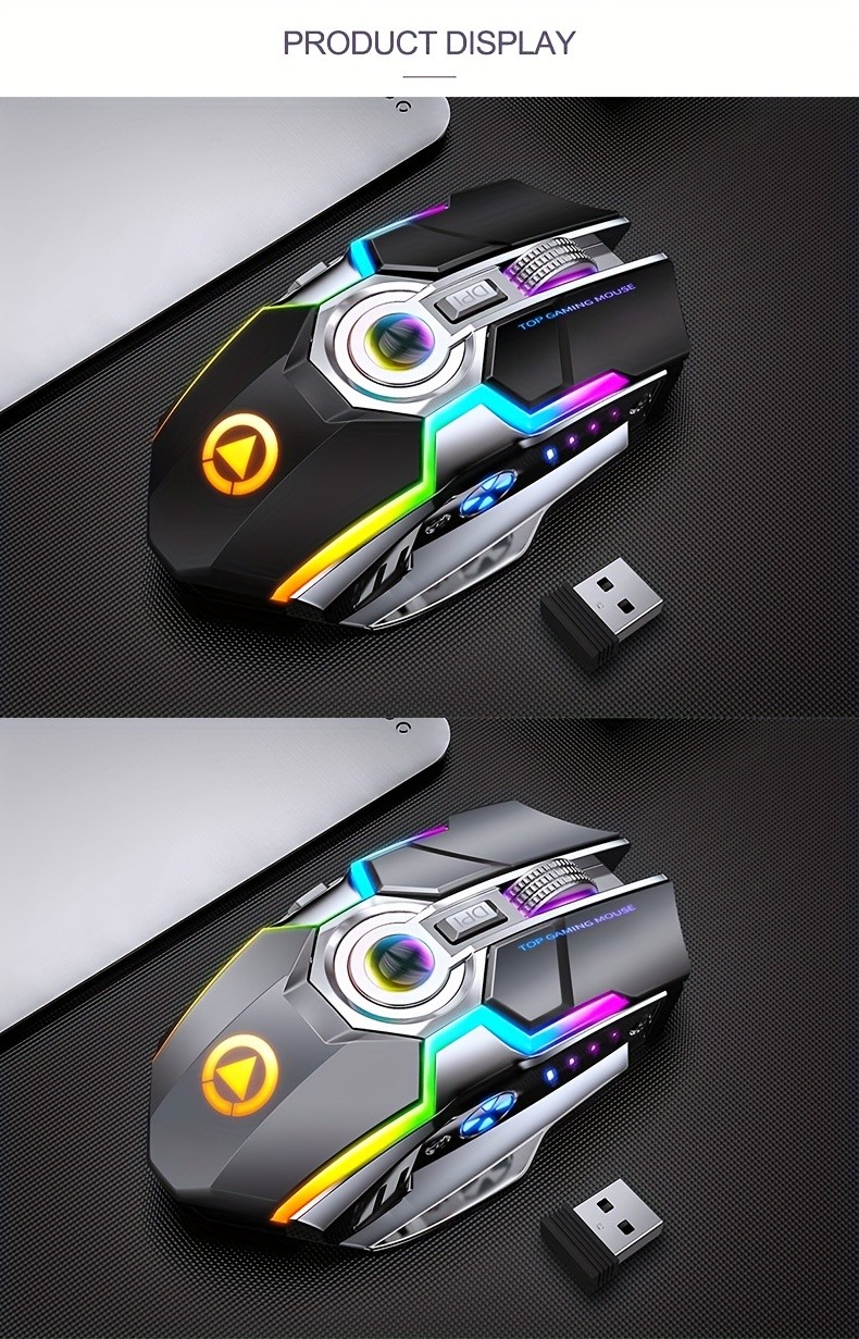 Rechargeable Wireless Mouse Silent, Ergonomic Optical Gaming Office Computer