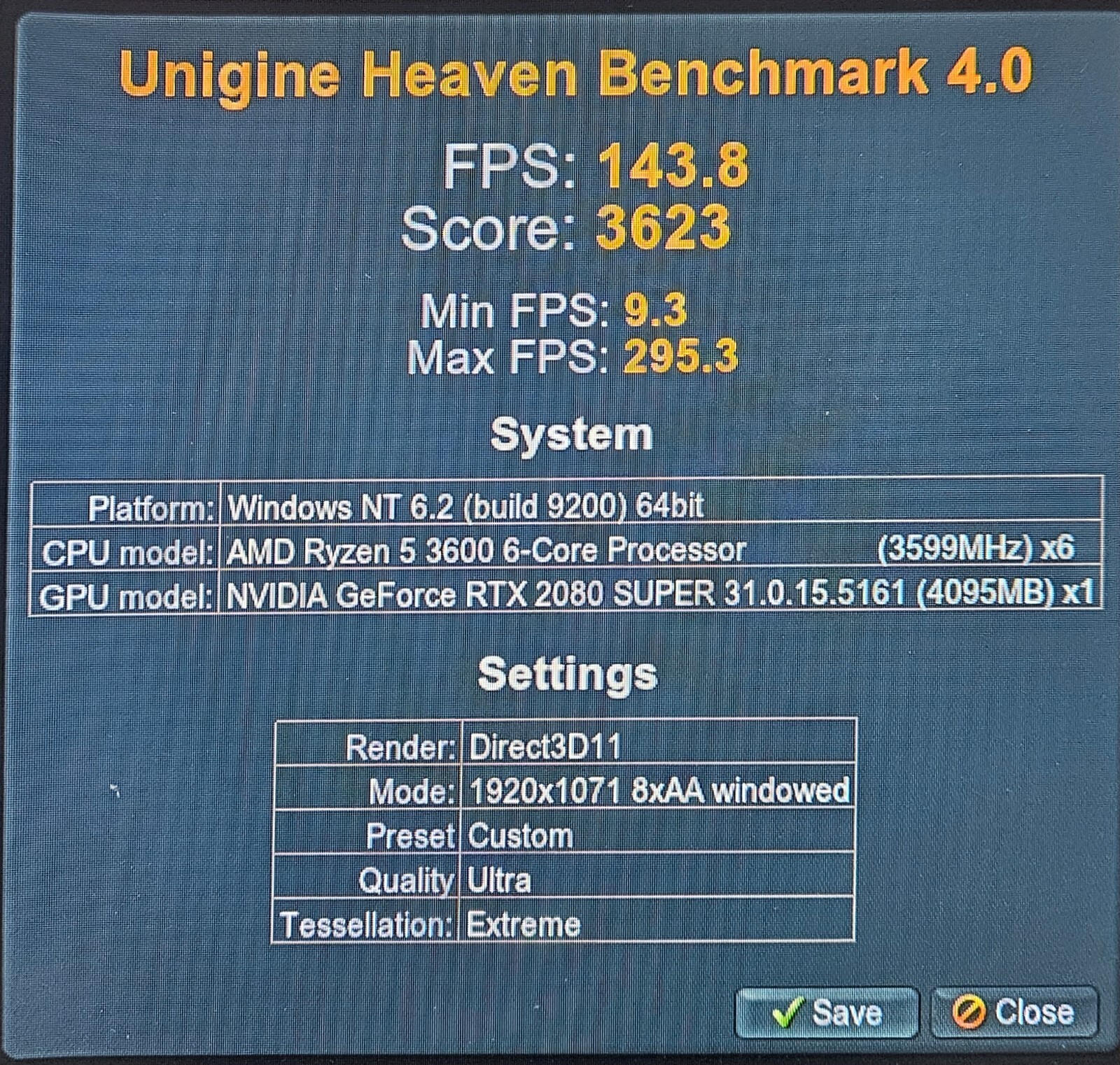 Gaming PC Computer Ryzen 5 3600 EVGA RTX 2080 Super Black 16gb Memory 1tb SSD