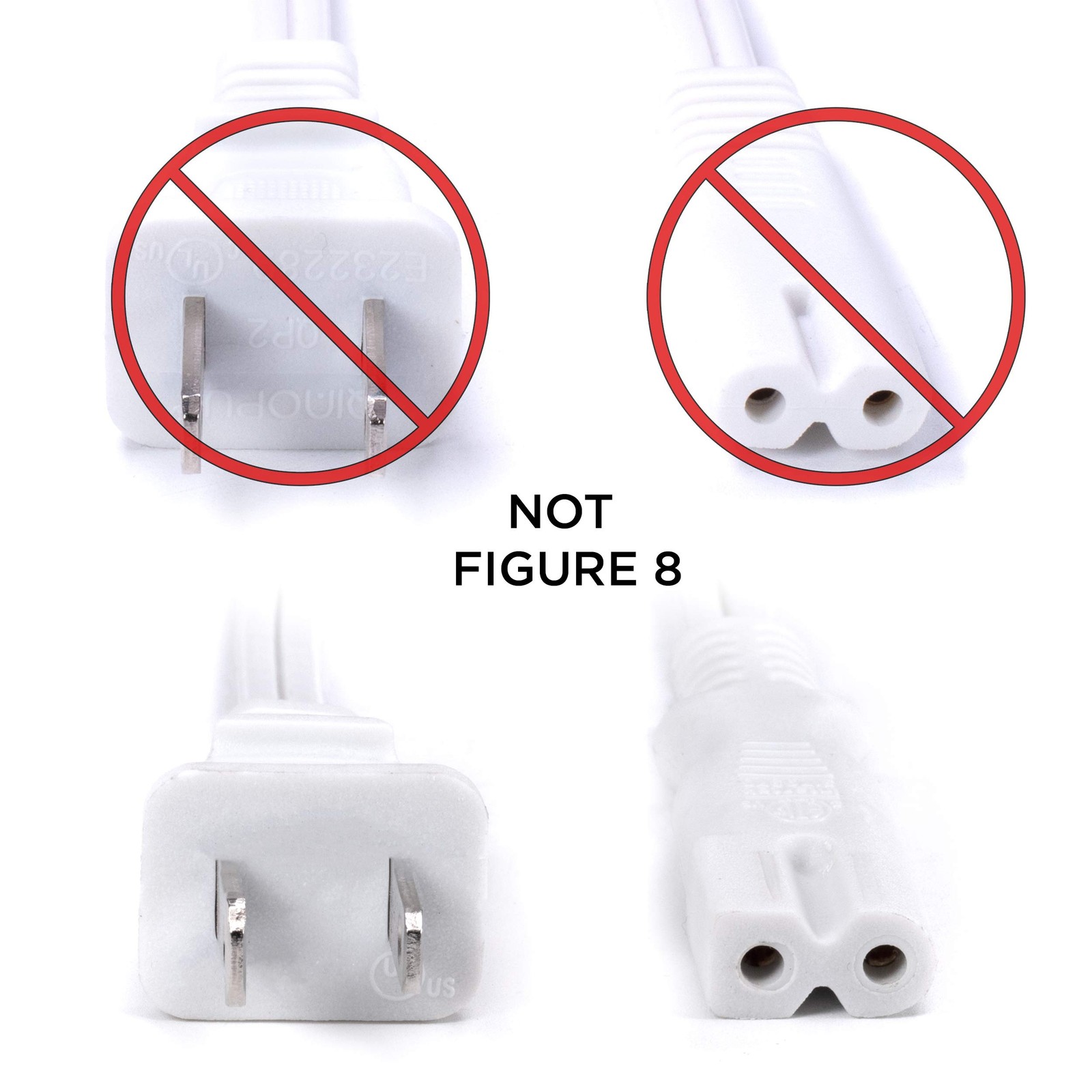 THE CIMPLE CO 6ft White Polarized 2-Prong Power Cord