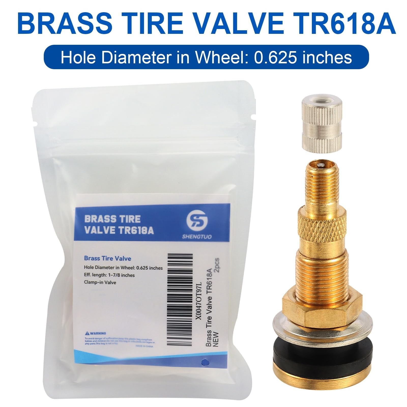 2 Piece TR618A Metal Valve Stems for Agricultural Equipment. Fits 0.618”+0.0…