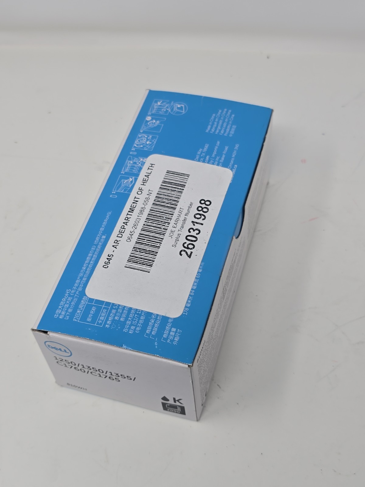 New Dell 1250 1350 1355 C1760 C1765 High Yield Toner Cartridge 810WH Black