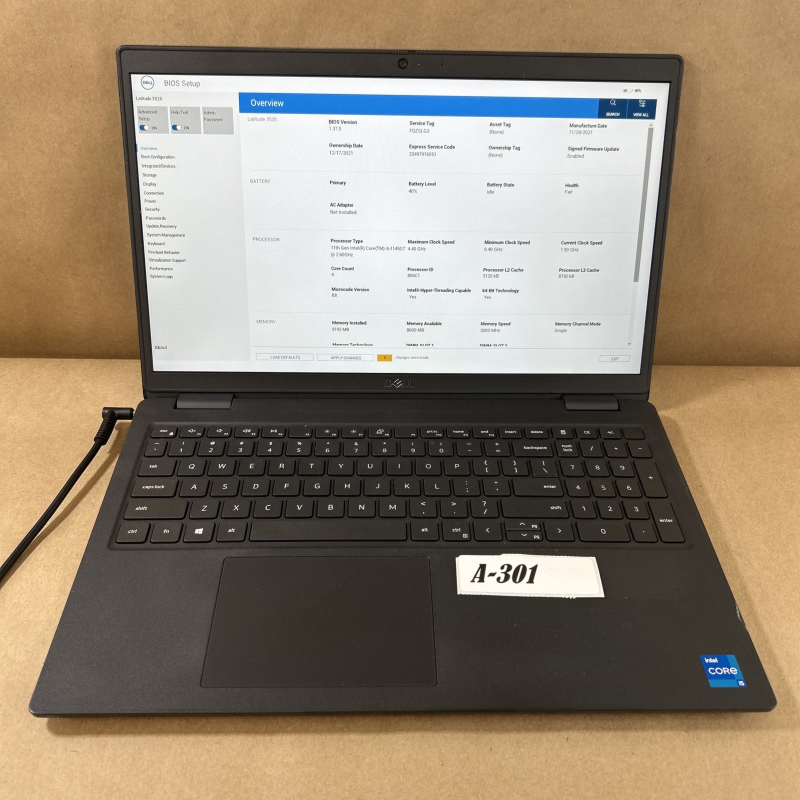 Dell Latitude 3520 i5-1135G7 8GB RAM No SSD No OS AS-IS Laptop