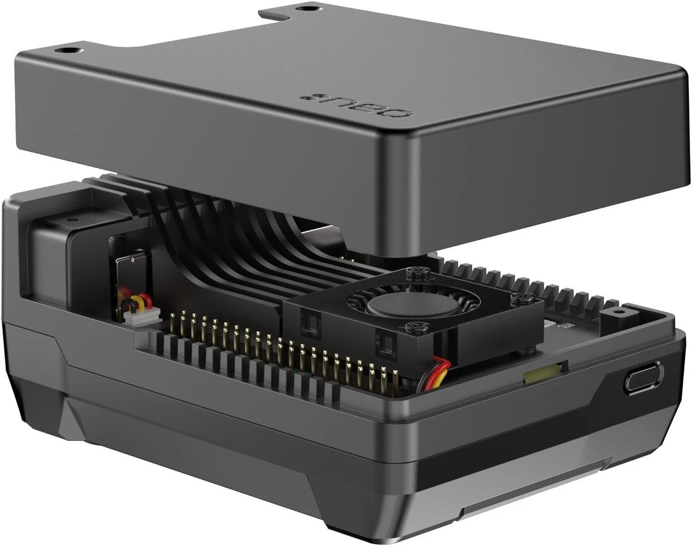 Sleek Argon NEO 5 Aluminum Case for Raspberry Pi 5 with Integrated Cooling Fan