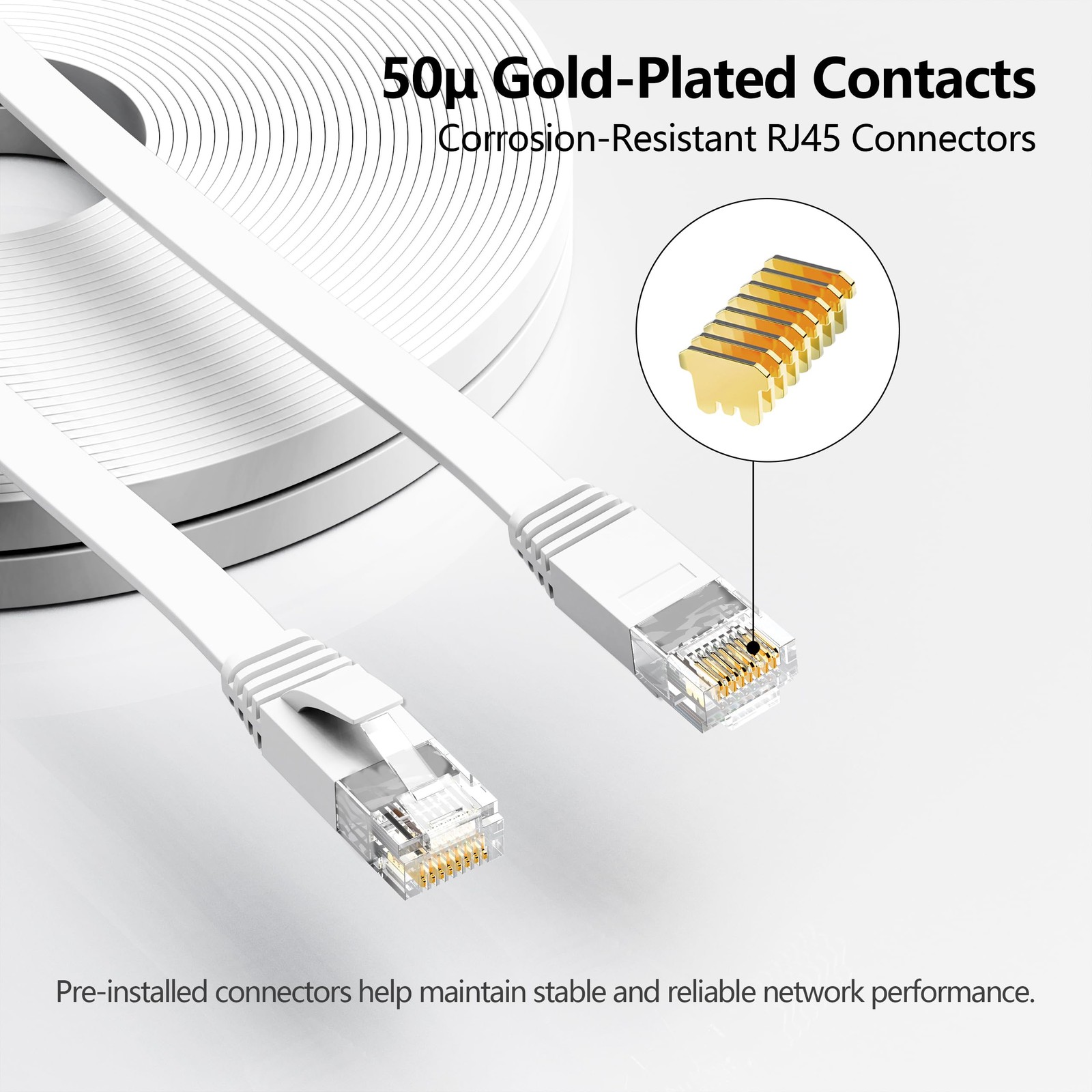 Cat 6 Ethernet Cable 25 ft, 10Gbps Support Cat8 Cat7 Network, Flat RJ45 LAN P…
