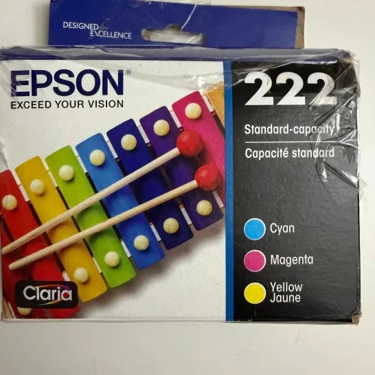 Epson 222 Color Ink Cartridges T222520 Cyan Magenta Yellow Exp 02/2029