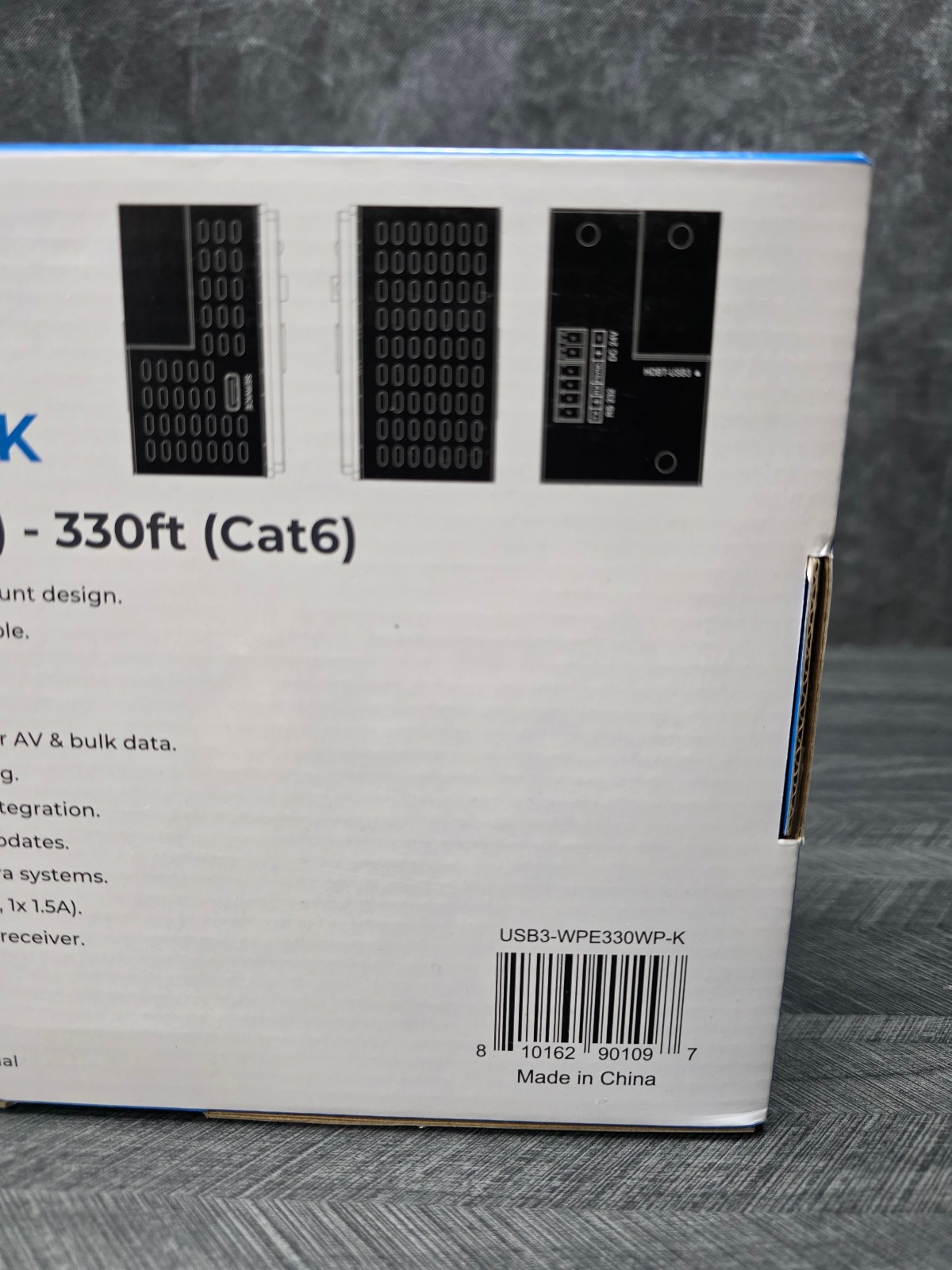 OREI USB 3.2 Wall Plate Over Ethernet Cat6 Extender 330ft Range USB3-WPE330WP-K