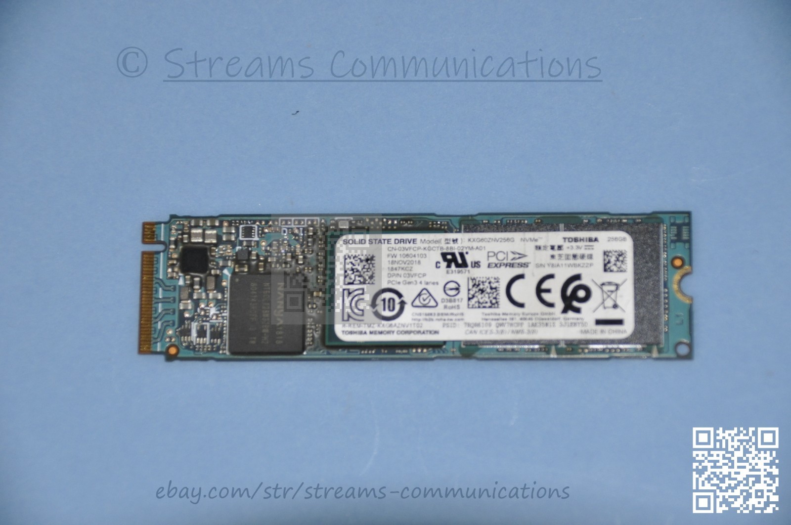 256GB Toshiba M.2 NVMe SSD Laptop Solid State Drive 03VFCP KXG60ZNV256G