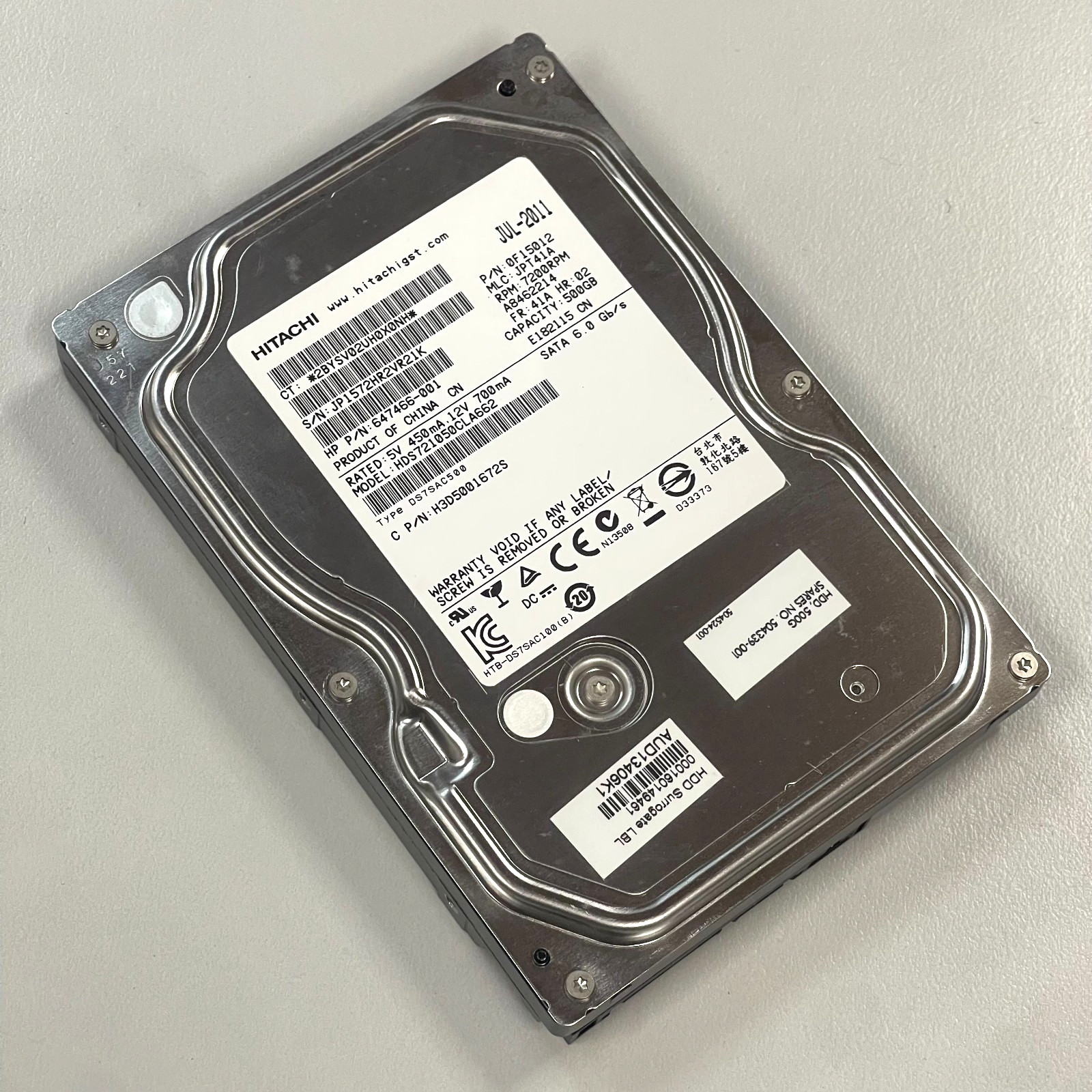 Hitachi 500GB 3.5″ SATA HDD 7200RPM 16MB Cache HDS721050CLA662 HP 647466-001 PC