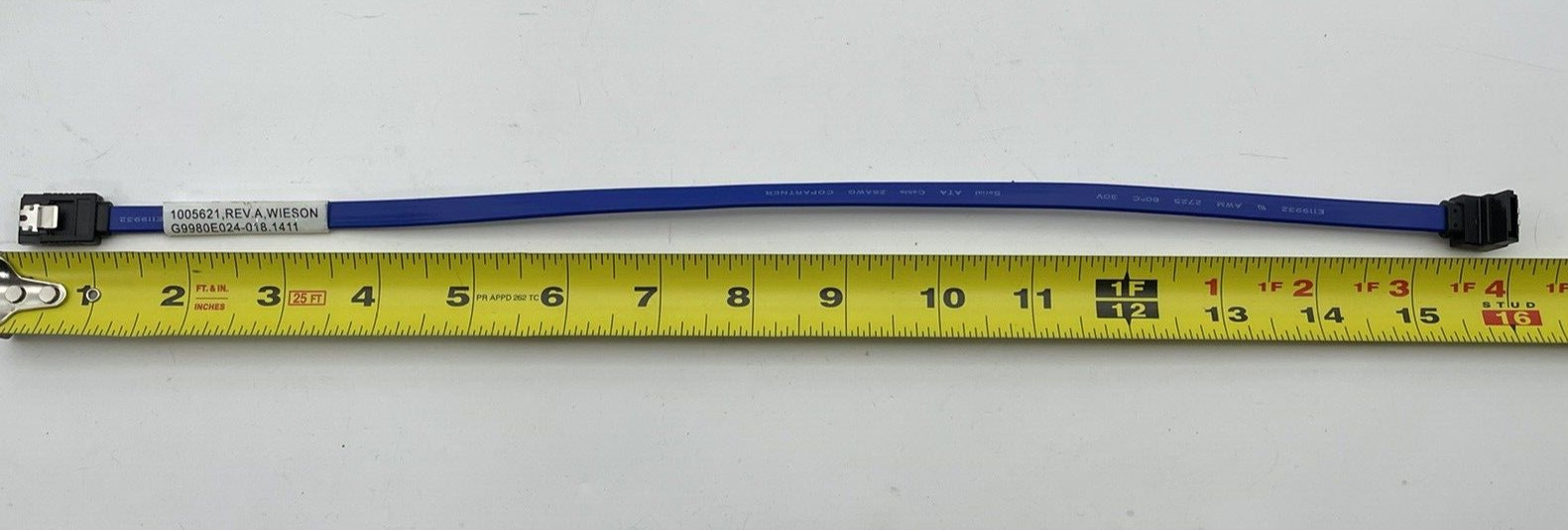 Lot of 20 Wieson 16″ Latching 90 Degree Right Angle SATA High Quality SATA Cable