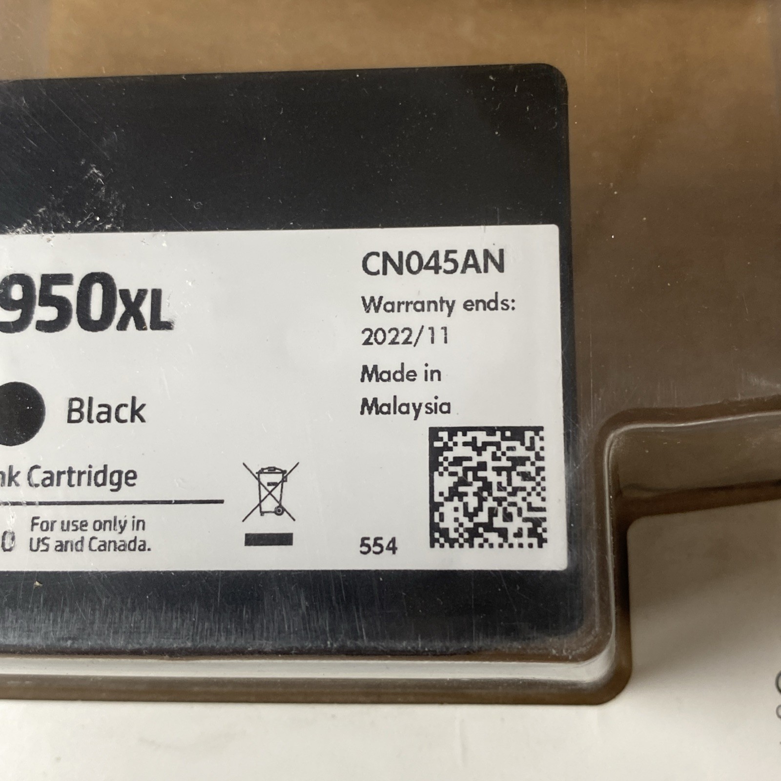 HP 950XL Black Ink Cartridges 1 Pack OEM Genuine – Expired 2022 / ONLY 1 Pack