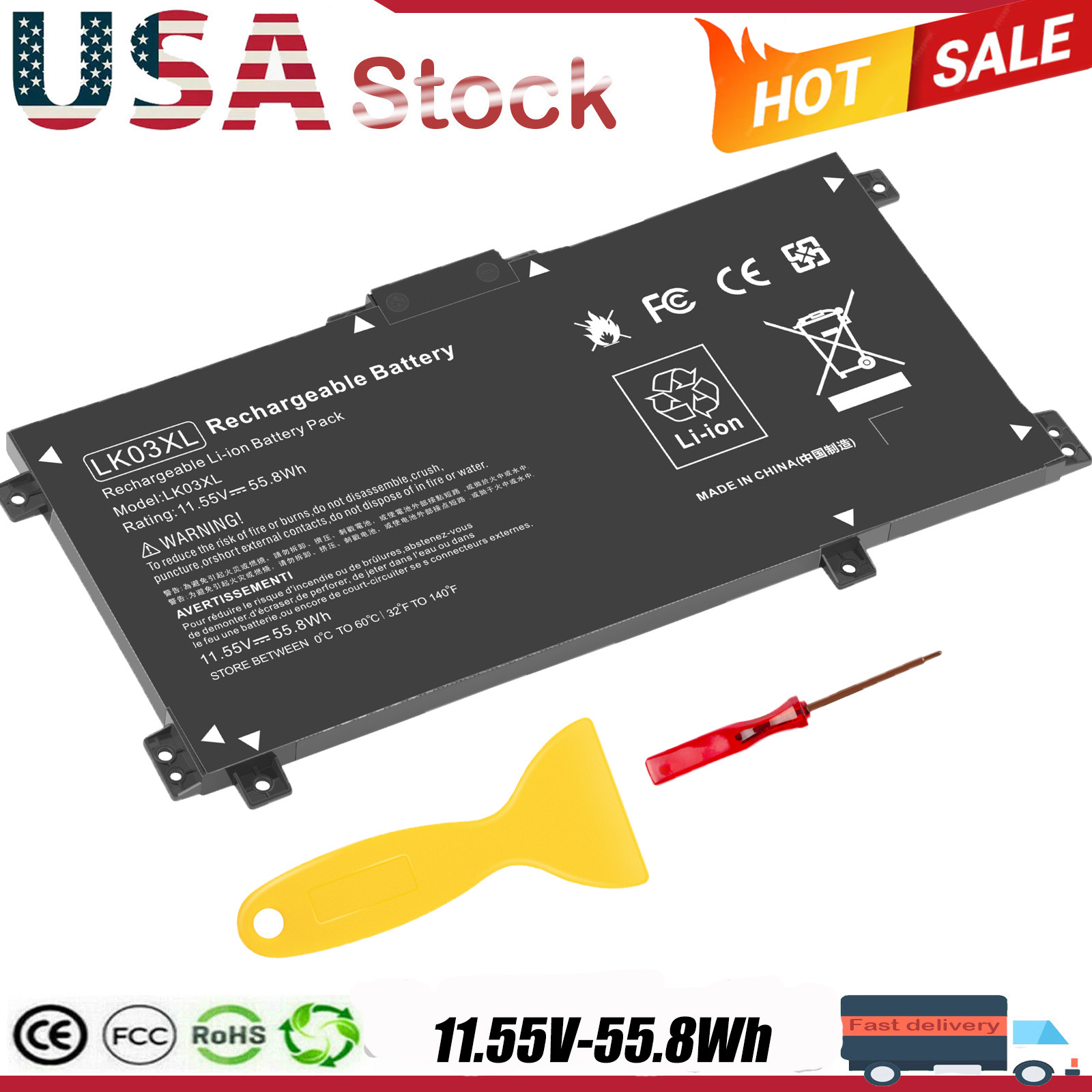 LK03XL Battery For HP ENVY X360 17-AE 17-CE 15-BP 15-BQ 916368-541 916814-855 US