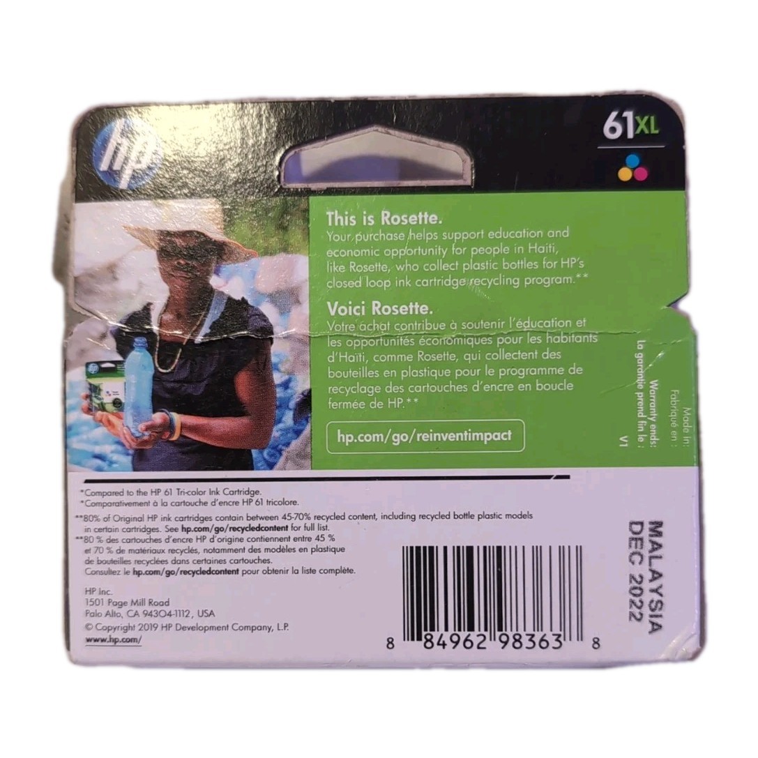 HP 61XL Tri-Color Original Ink Cartridge Expire Dec 2022 Sealed, Never Opened