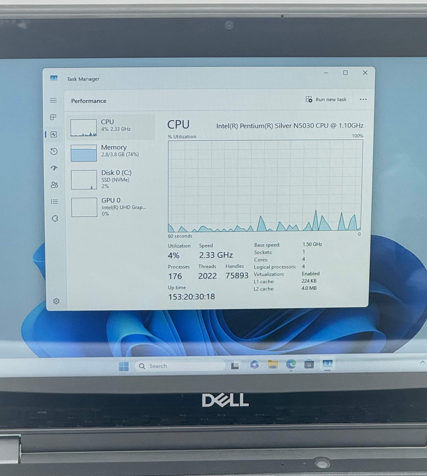 Dell Latitude 3190 11.6″ 2-in-1 Pentium 4GB 128GB Black Used