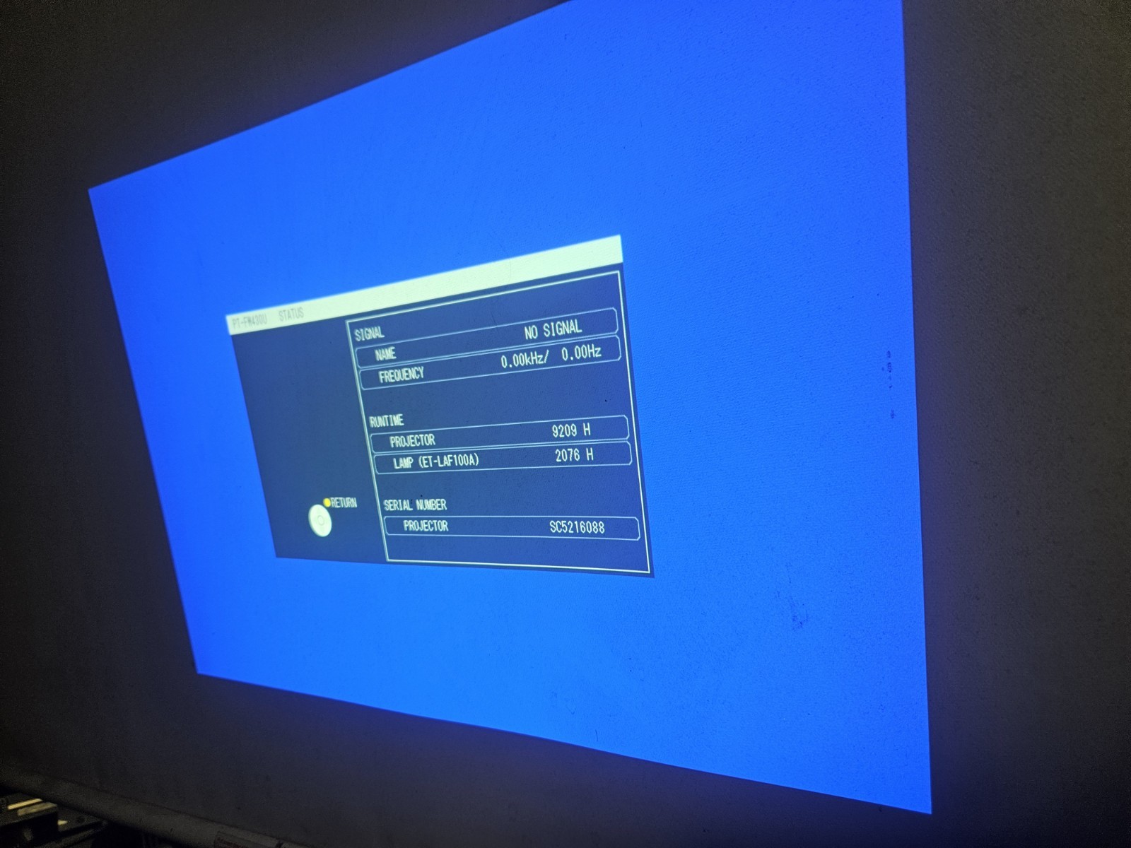 Panasonic PT-FW430U WXGA 3500 Lumens LCD Projector 2076H