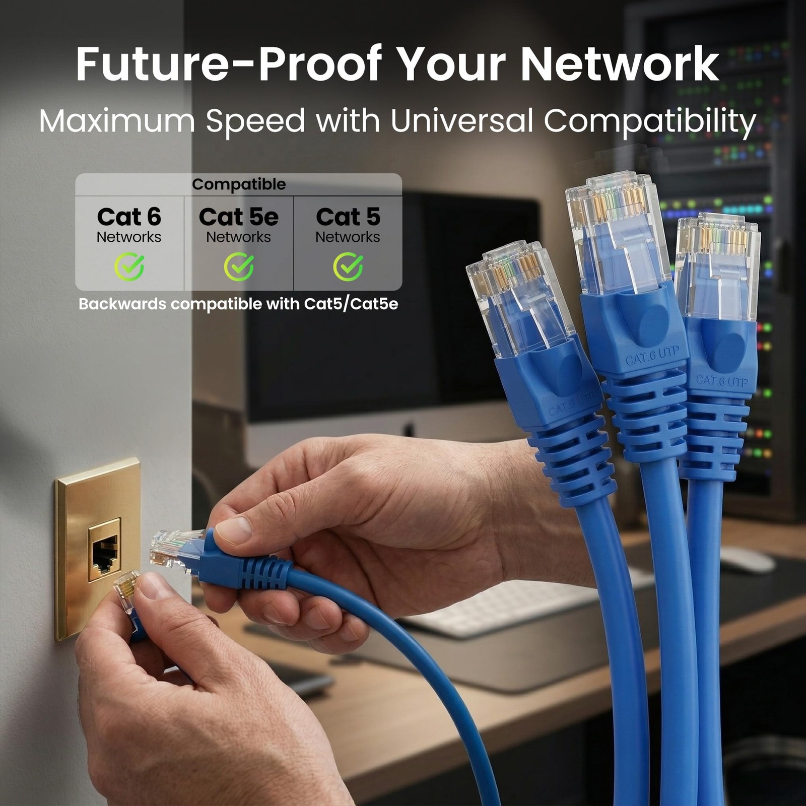 Cat 6 Ethernet Patch Cable 15 ft Blue (10 Pack) – Cat6 Patch Cables 15ft Blue…