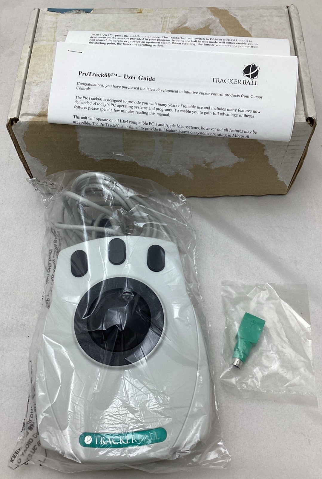 New Vintage TRACKERBALL ProTrack60 Cursor Control Trackball USB Mouse R60-163350